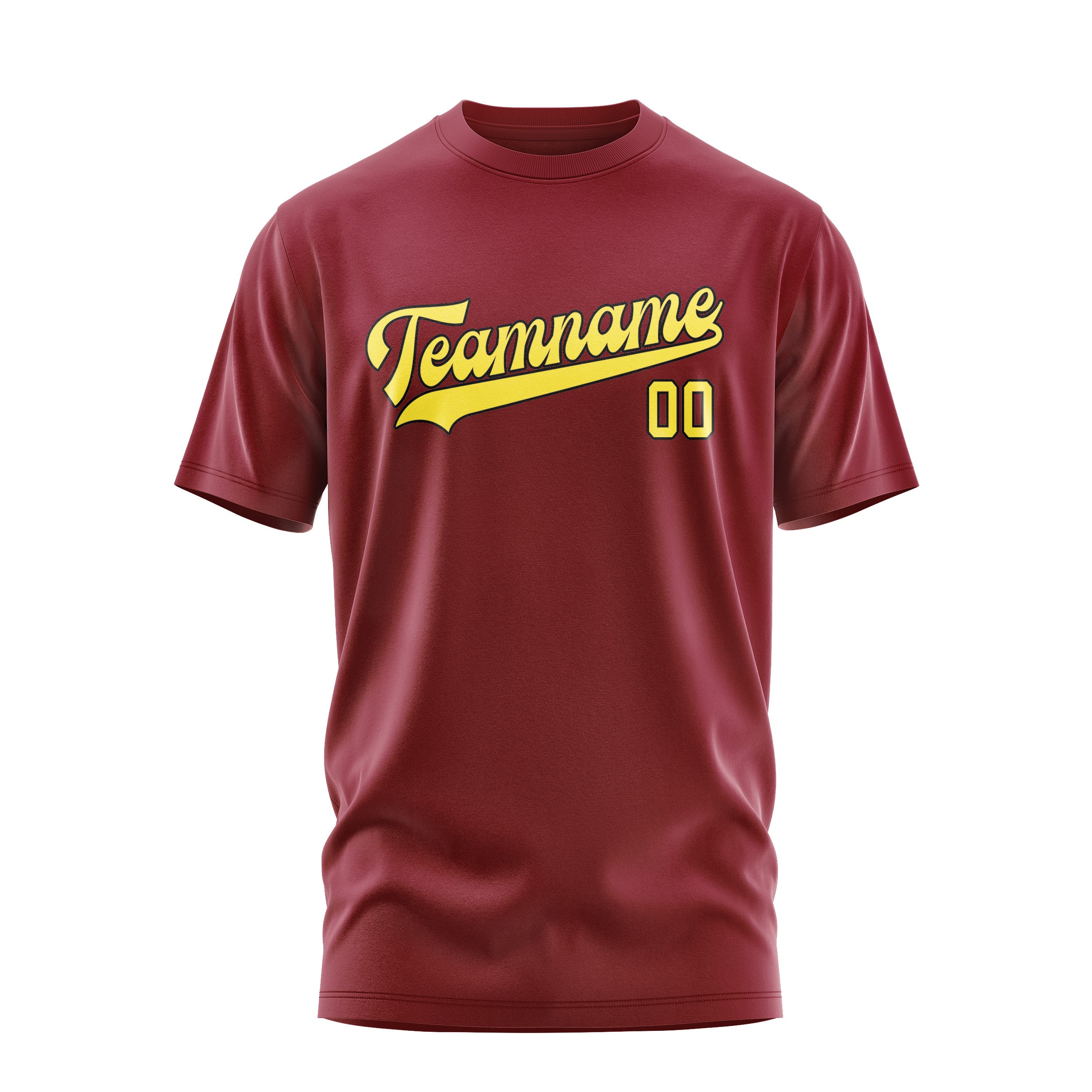 Custom Crimson Red Light Yellow T-Shirt