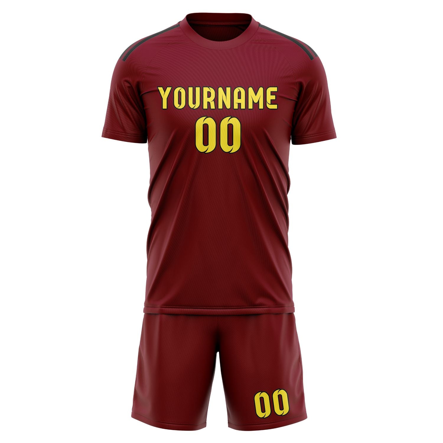 Custom Crimson Red Light Yellow Soccer Set