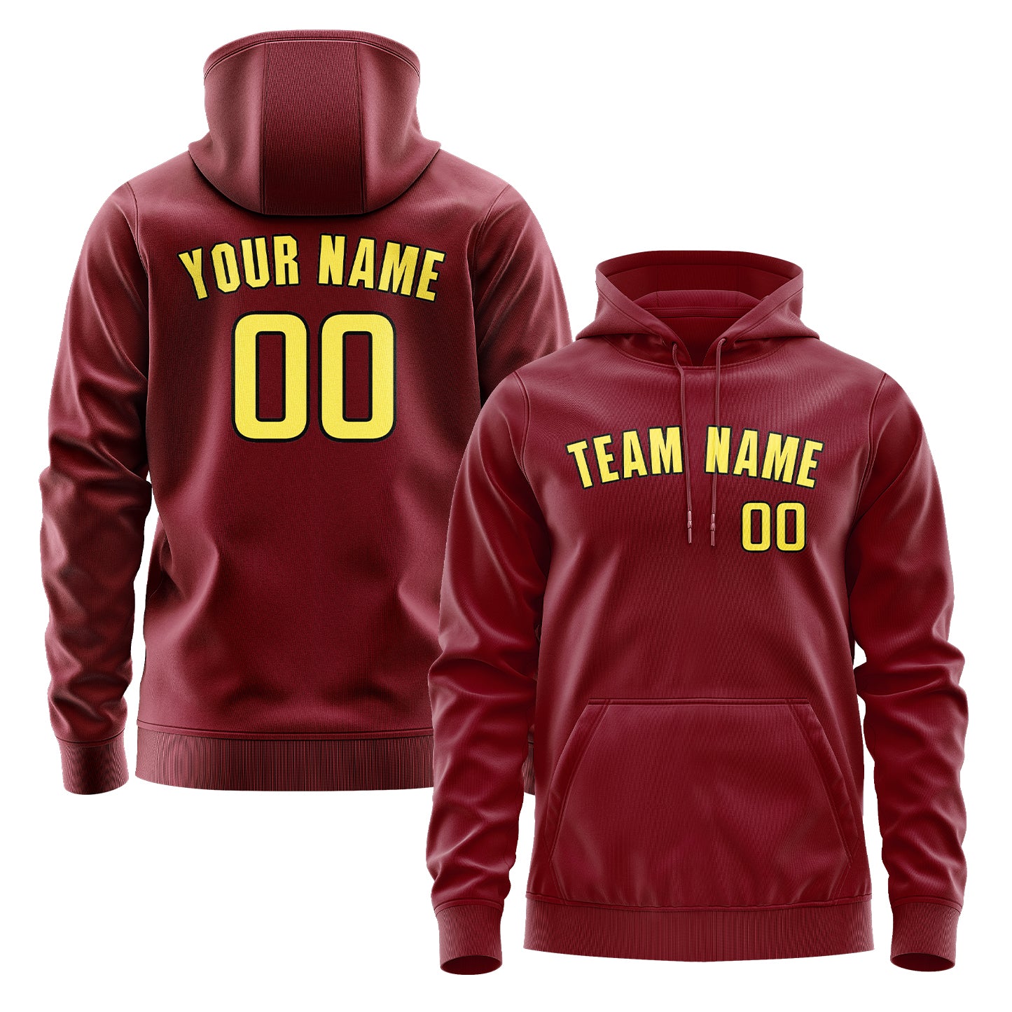 Custom Crimson Red Light Yellow Hoodie