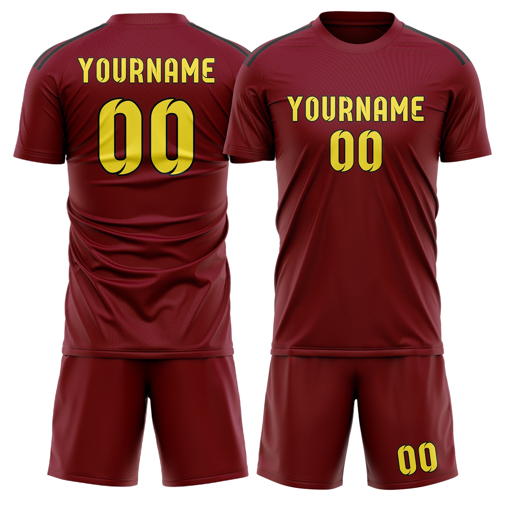 Custom Crimson Red Light Yellow Soccer Set