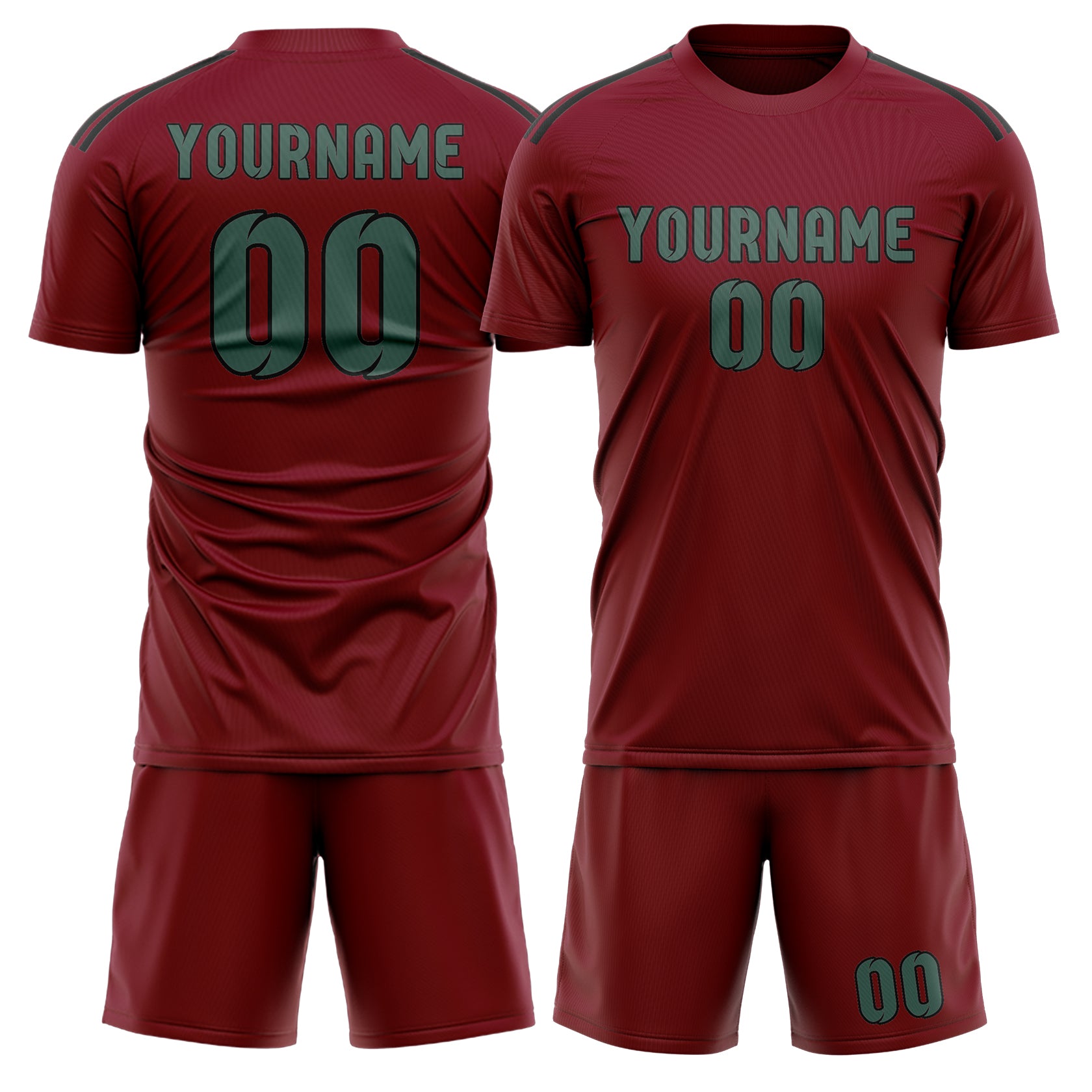 Custom Crimson Red Blue Green Soccer Set