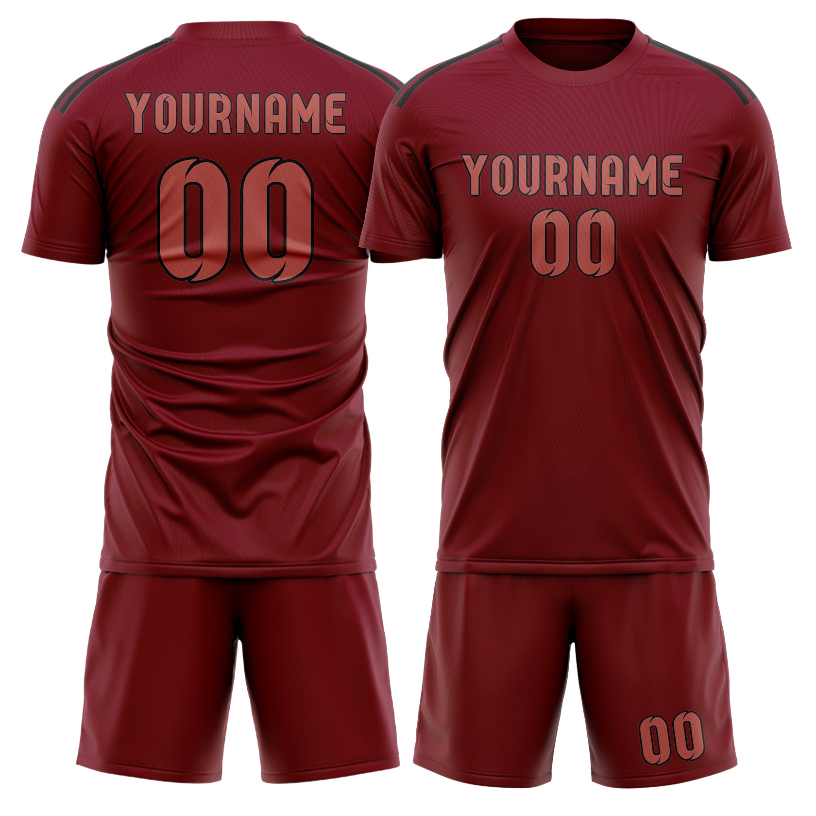 Custom Crimson Red Copper Rose Soccer Set