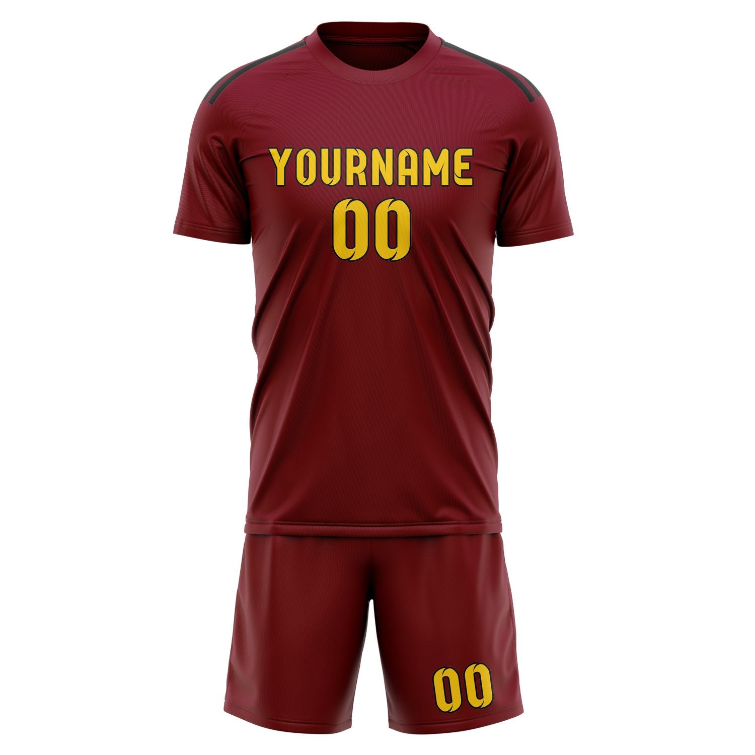 Custom Crimson Red Gold Soccer Set
