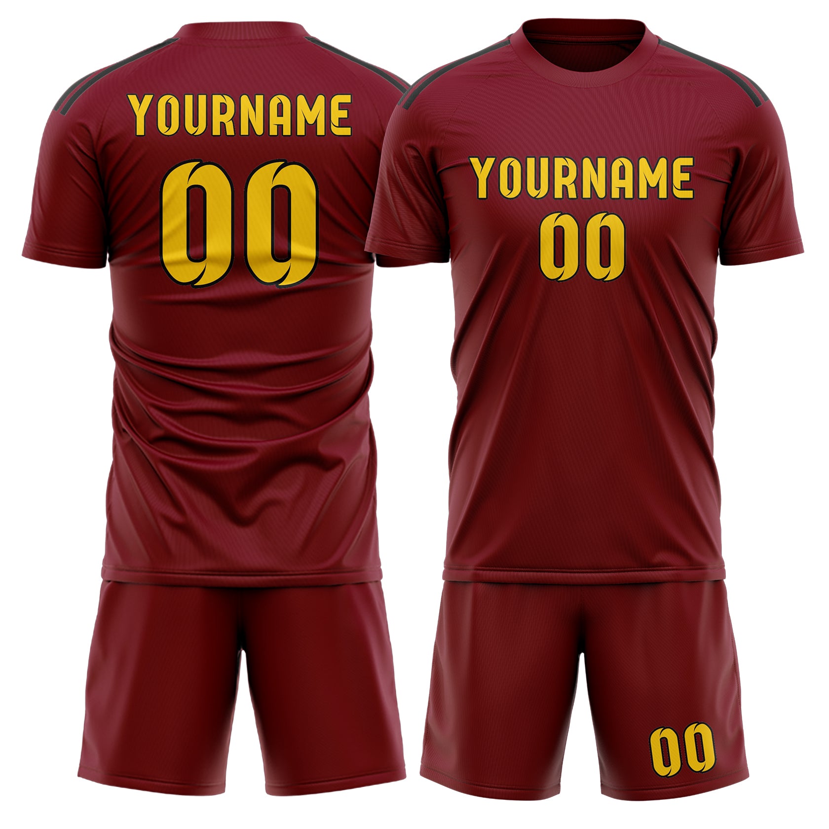 Custom Crimson Red Gold Soccer Set