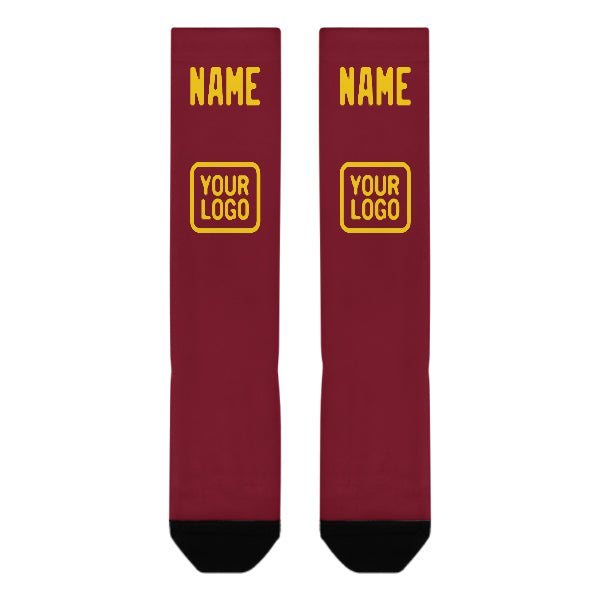 Custom Crimson Red Gold Knee-High Sock