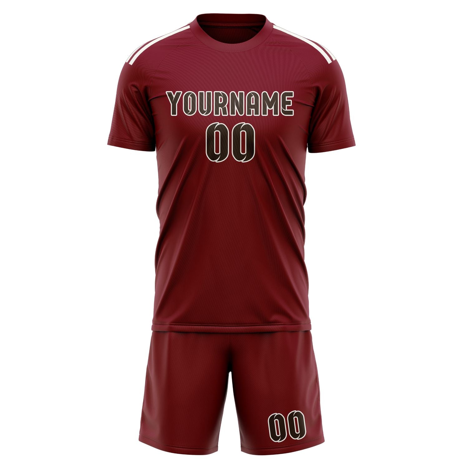 Custom Crimson Red Brown Soccer Set