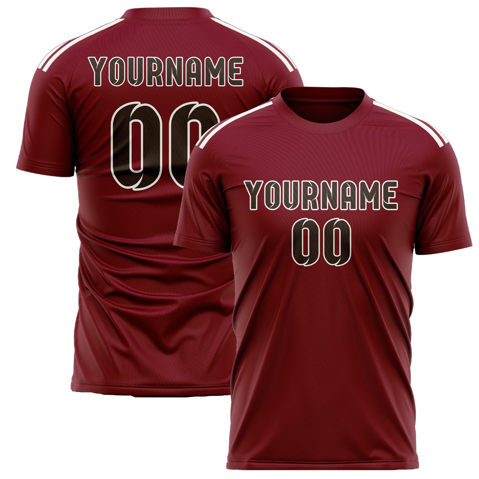 Custom Crimson Red Brown Soccer Jersey