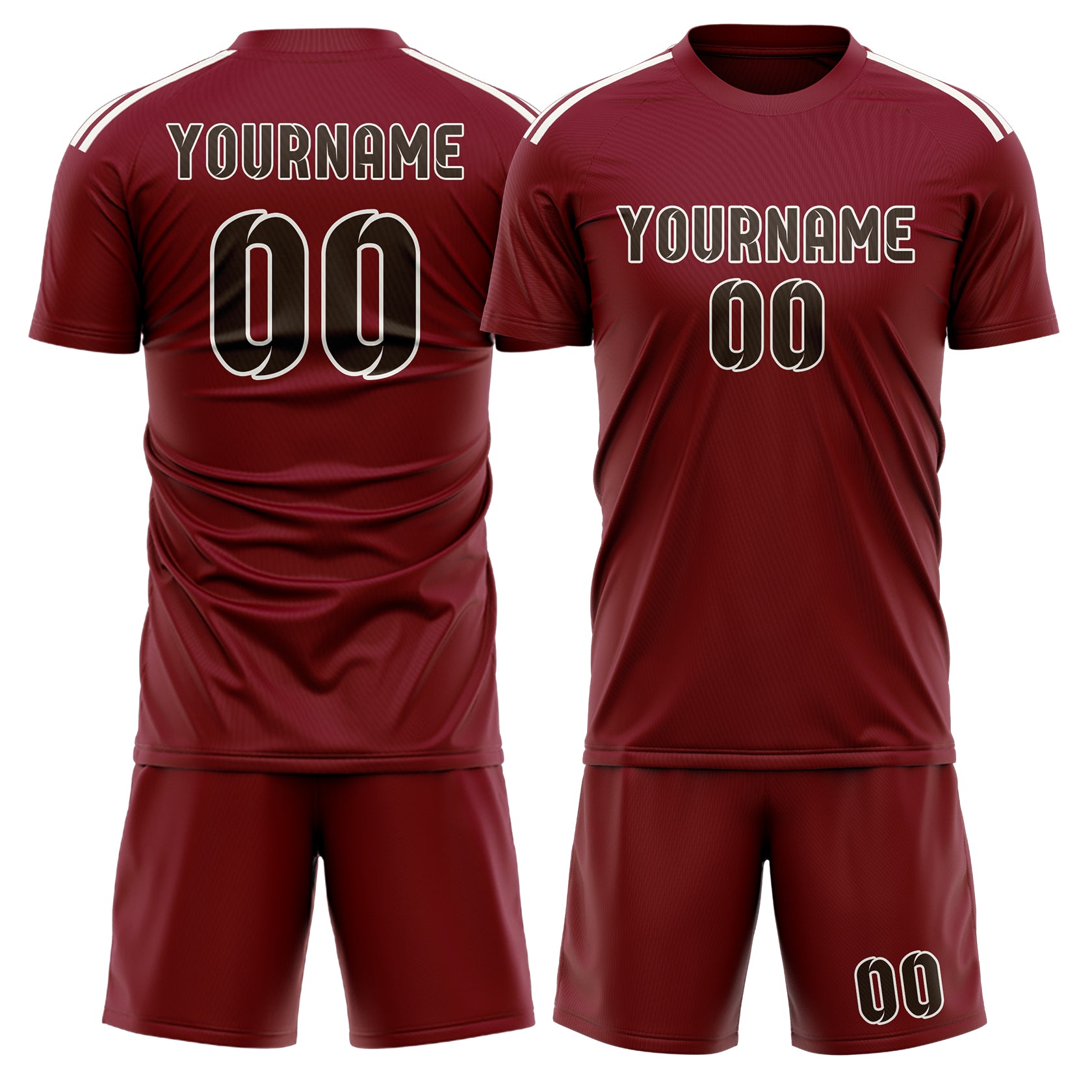 Custom Crimson Red Brown Soccer Set