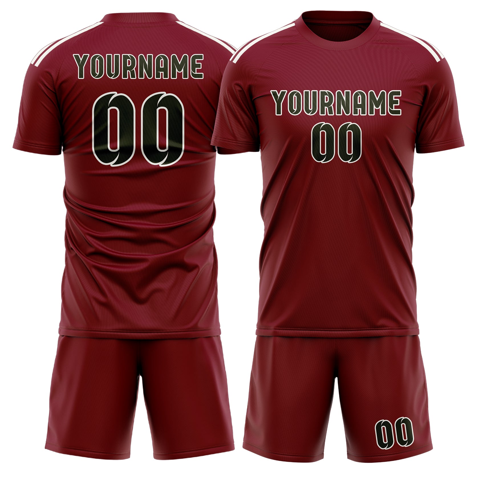 Custom Crimson Red Olive Soccer Set