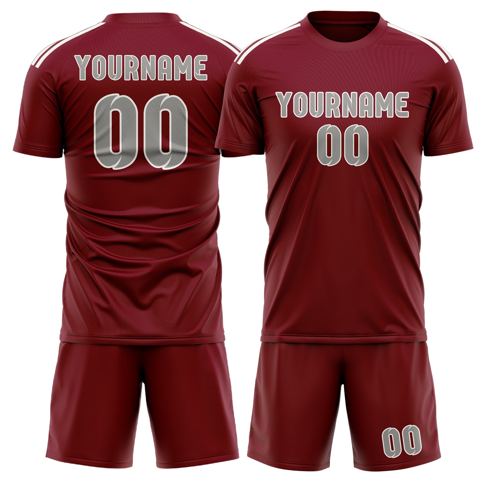 Custom Crimson Red Gray Soccer Set