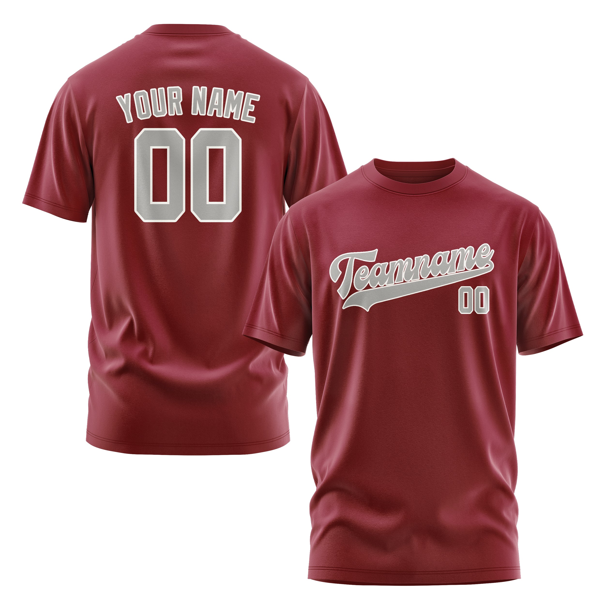 Custom Crimson Red Gray T-Shirt