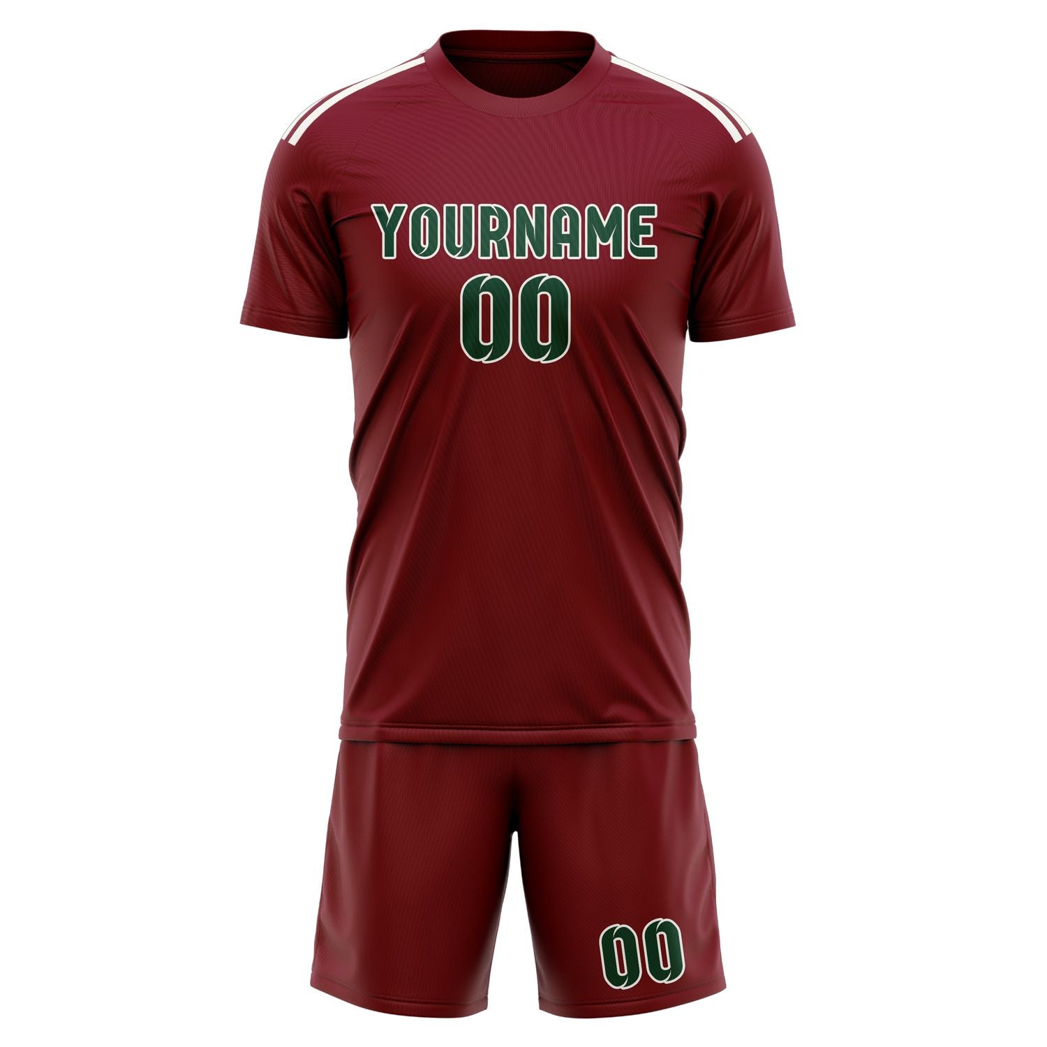 Custom Crimson Red Green Soccer Set