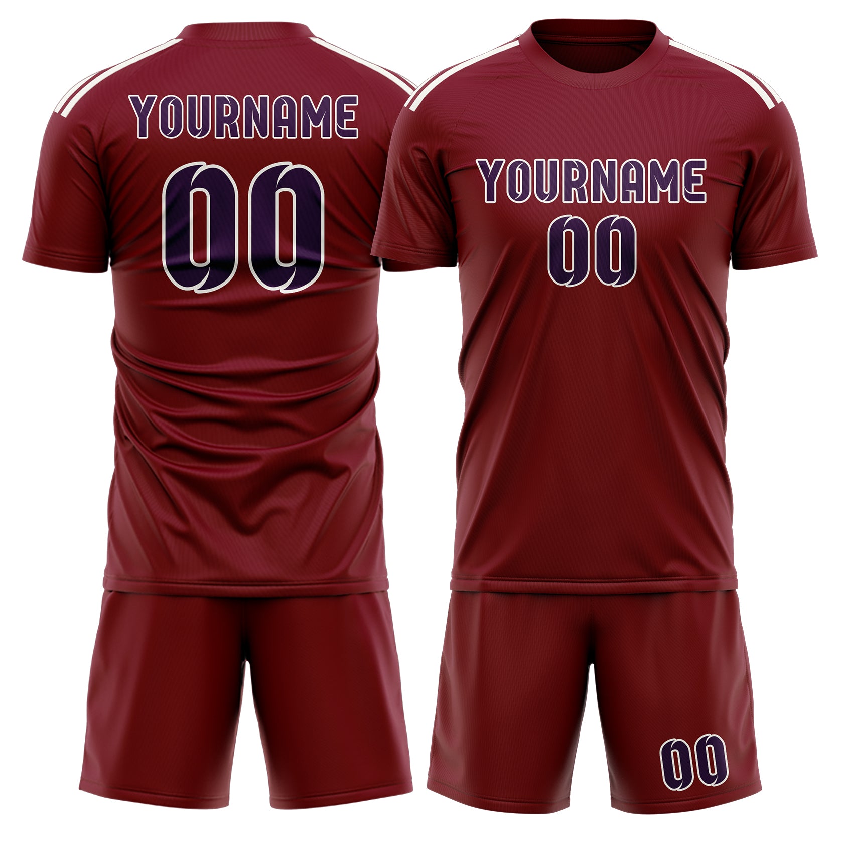 Custom Crimson Red Purple Soccer Set