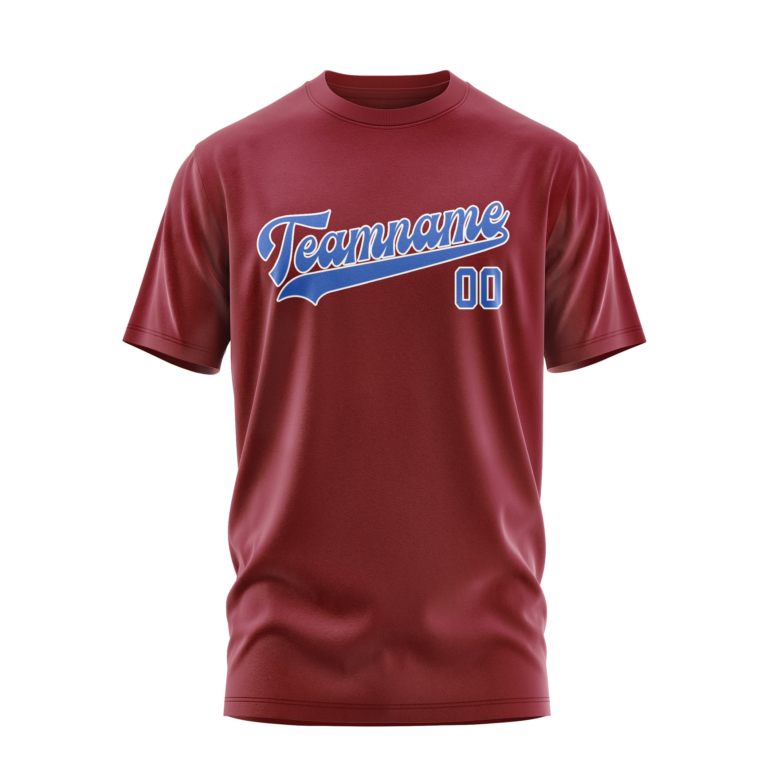 Custom Crimson Red Sky Blue T-Shirt