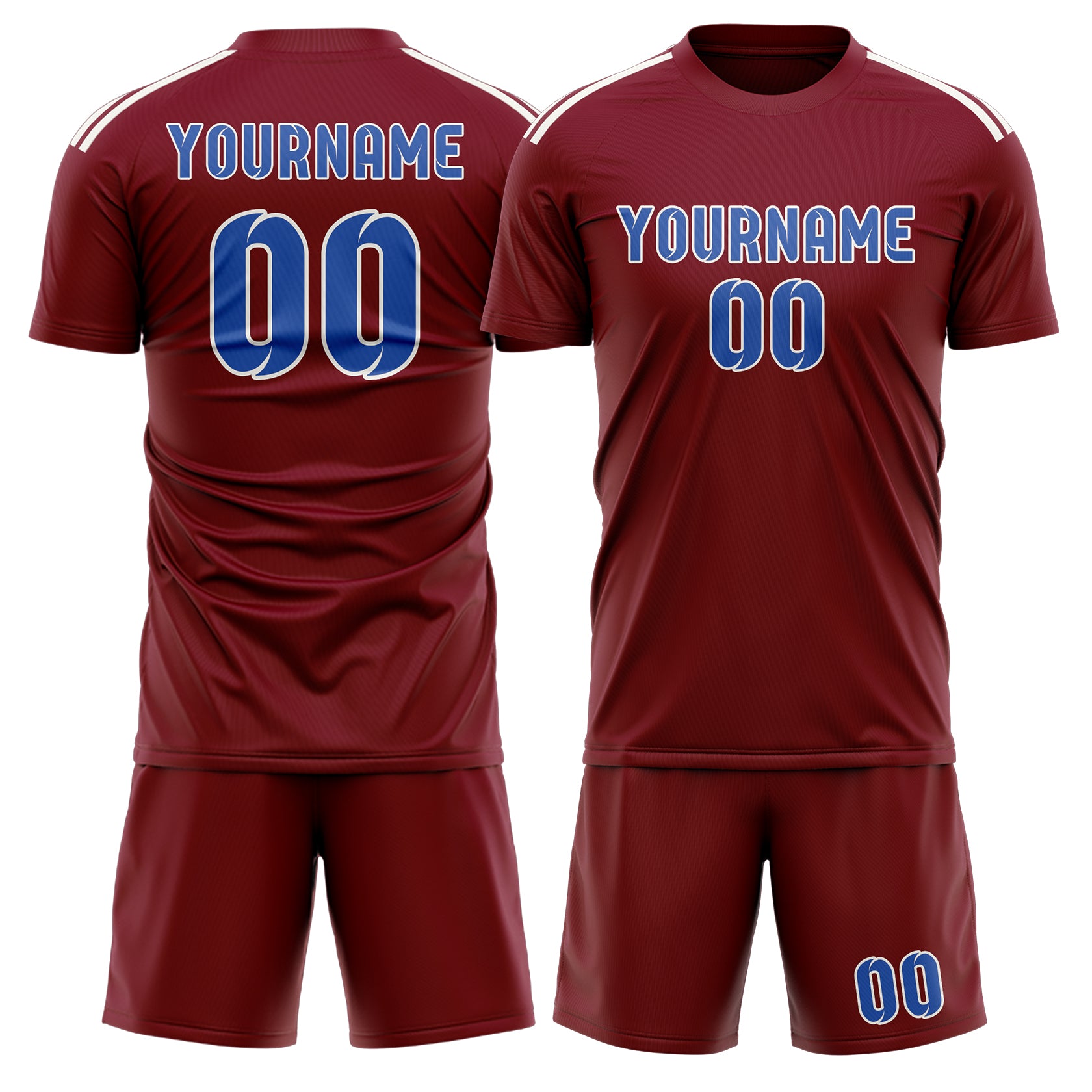 Custom Crimson Red Sky Blue Soccer Set