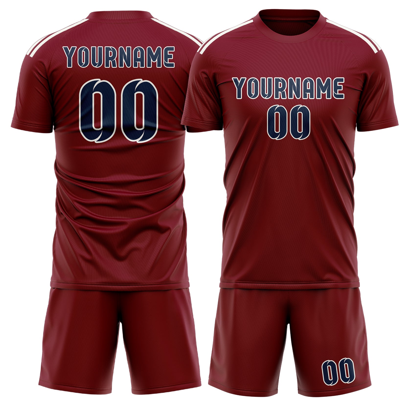 Custom Crimson Red Blue Soccer Set