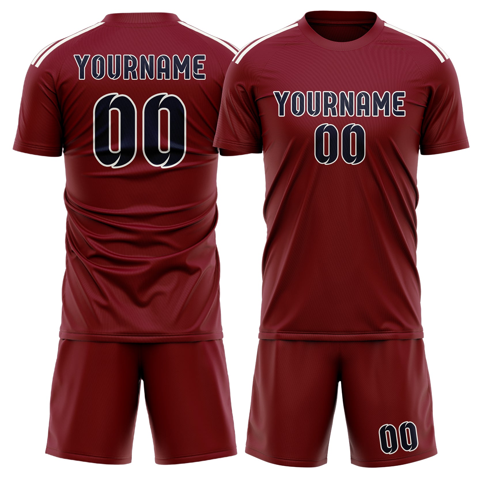 Custom Crimson Red Navy Soccer Set