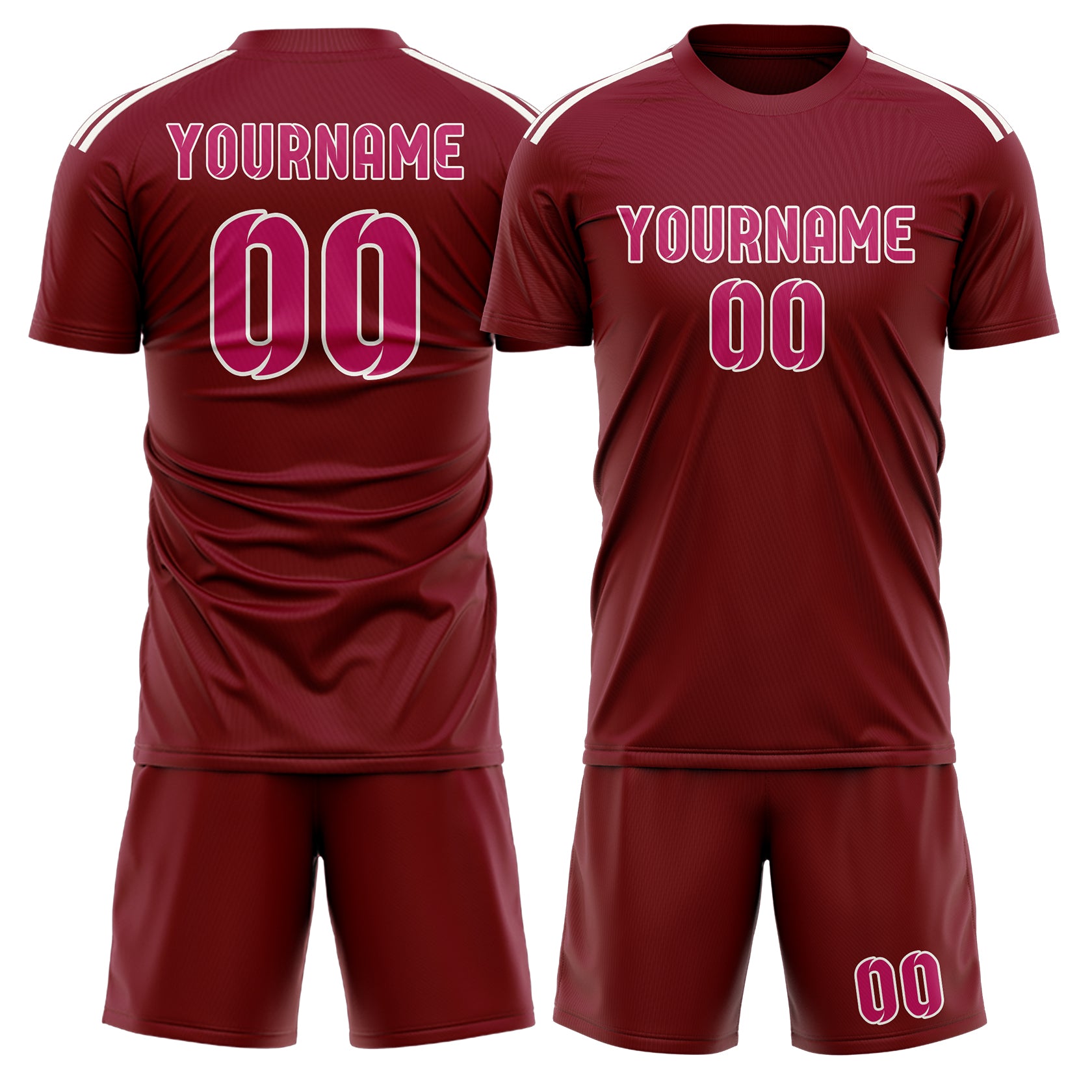 Custom Crimson Red Pink Soccer Set