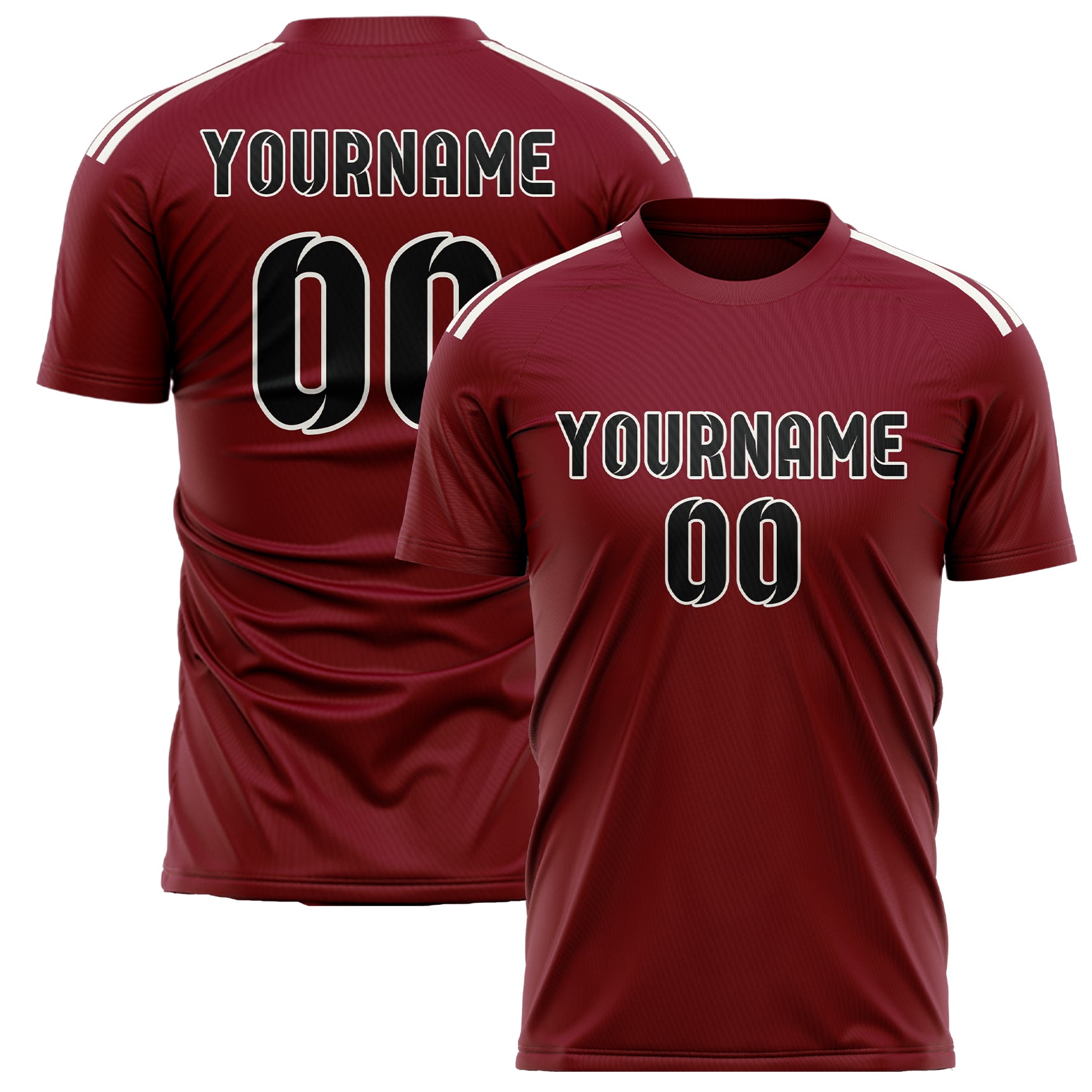 Custom Crimson Red Black Soccer Jersey