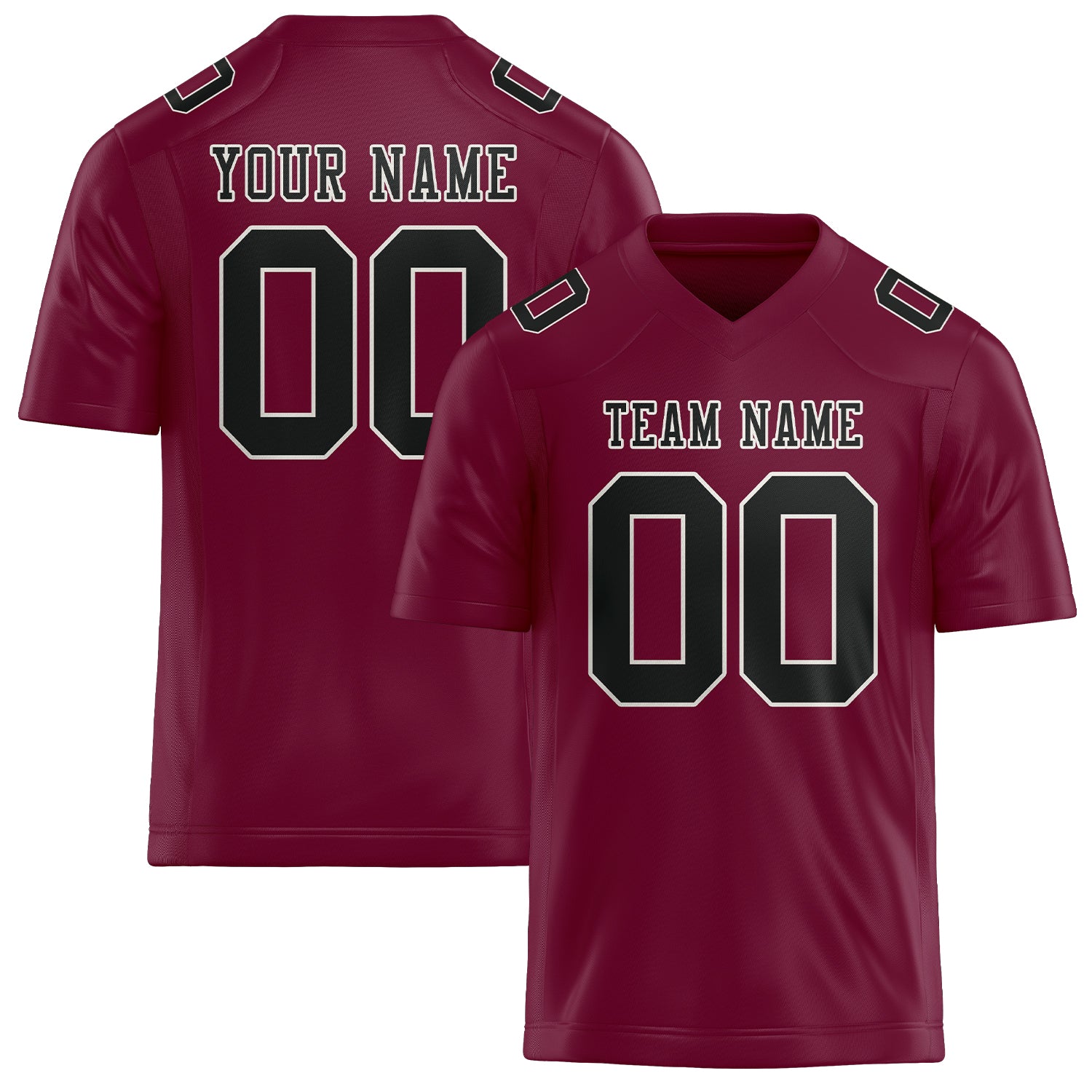 Custom Crimson Red Black Football Jersey