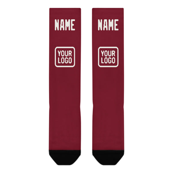 Custom Crimson Red White Knee-High Sock