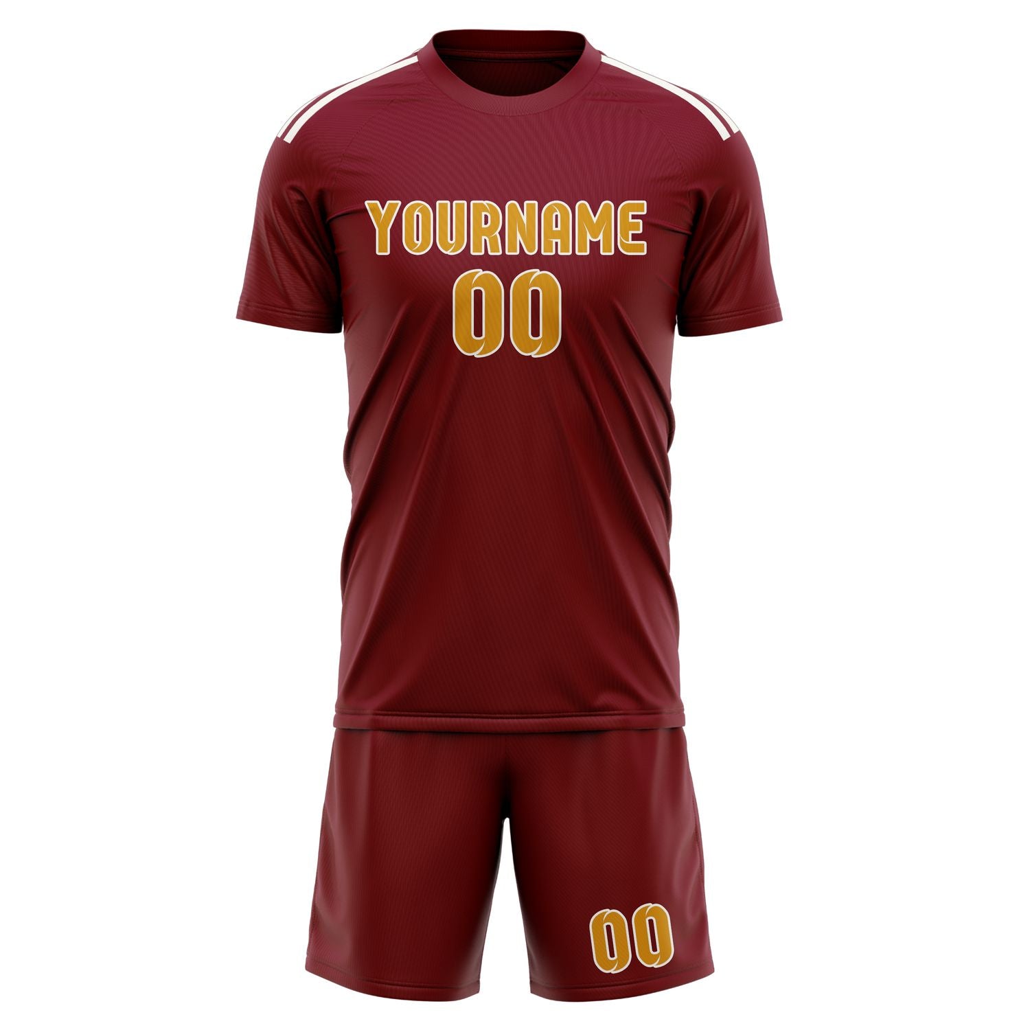 Custom Crimson Red Yellow Soccer Set