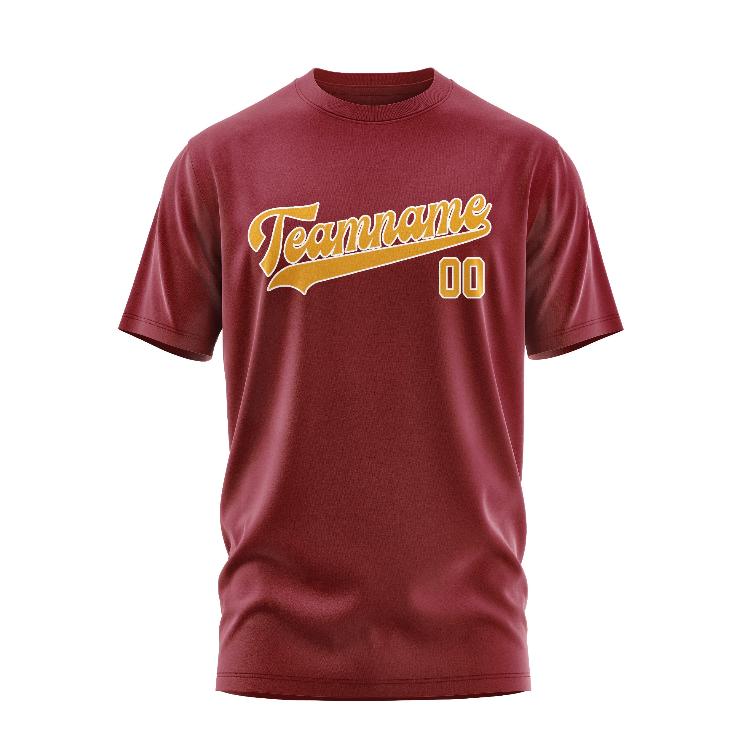 Custom Crimson Red Yellow T-Shirt
