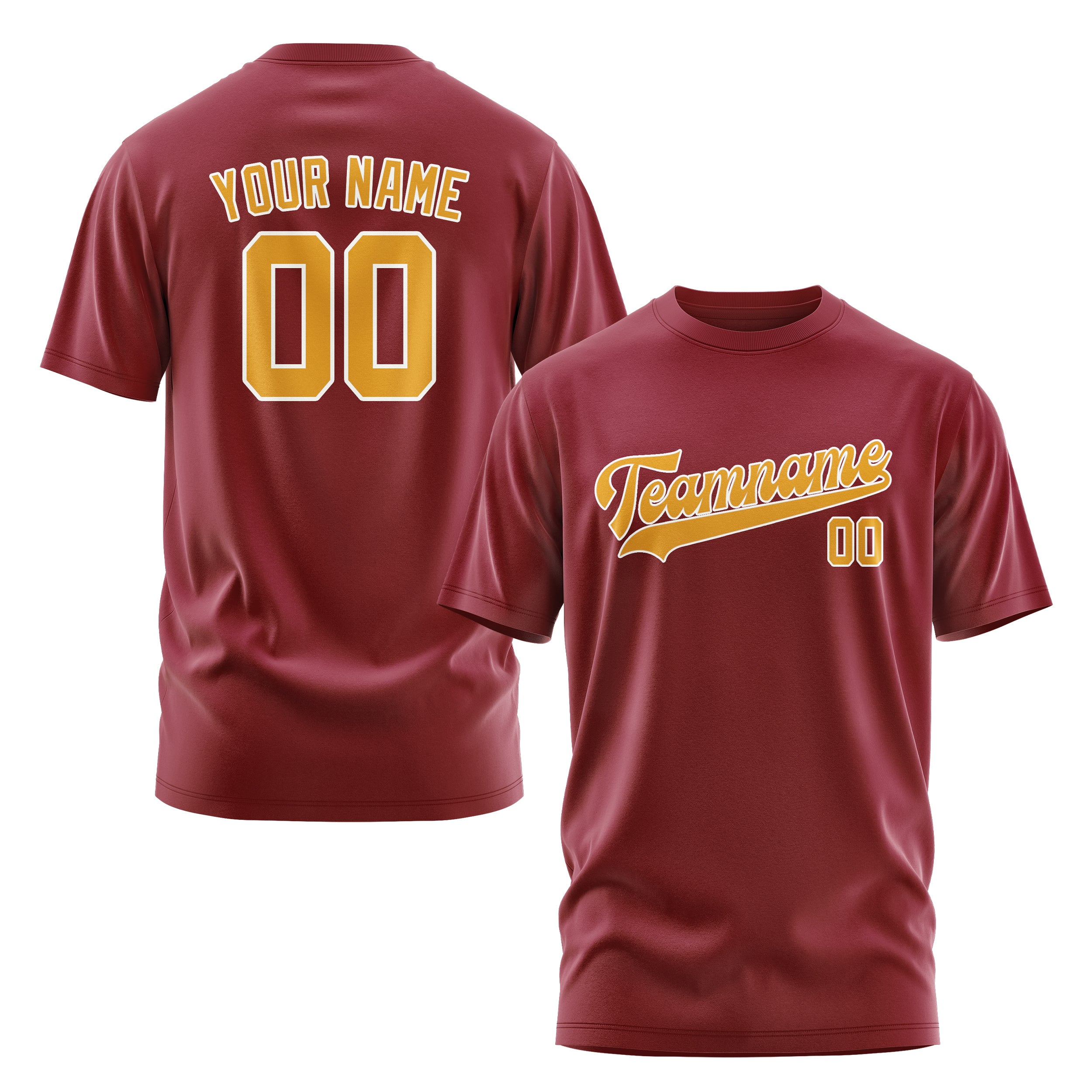 Custom Crimson Red Yellow T-Shirt