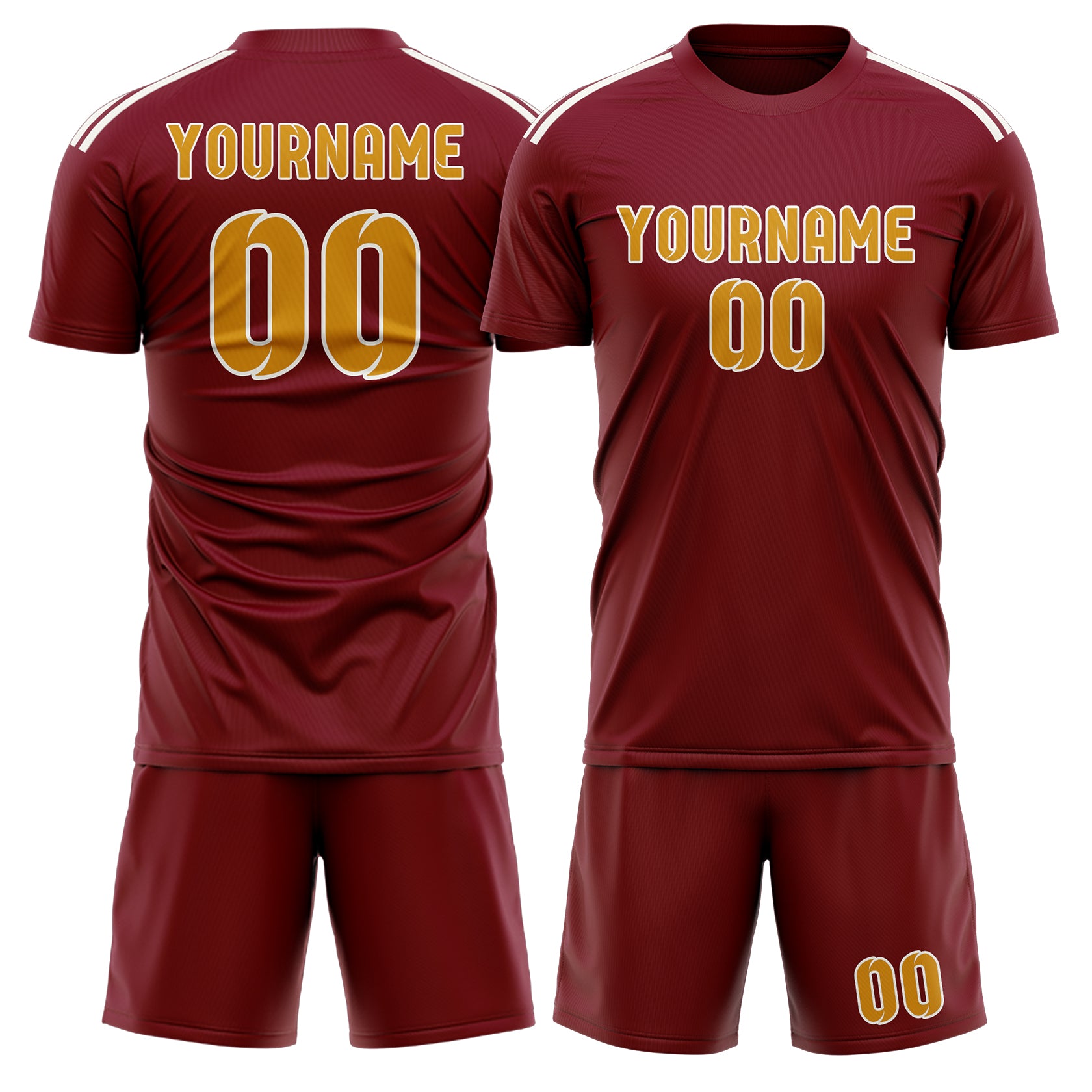 Custom Crimson Red Yellow Soccer Set