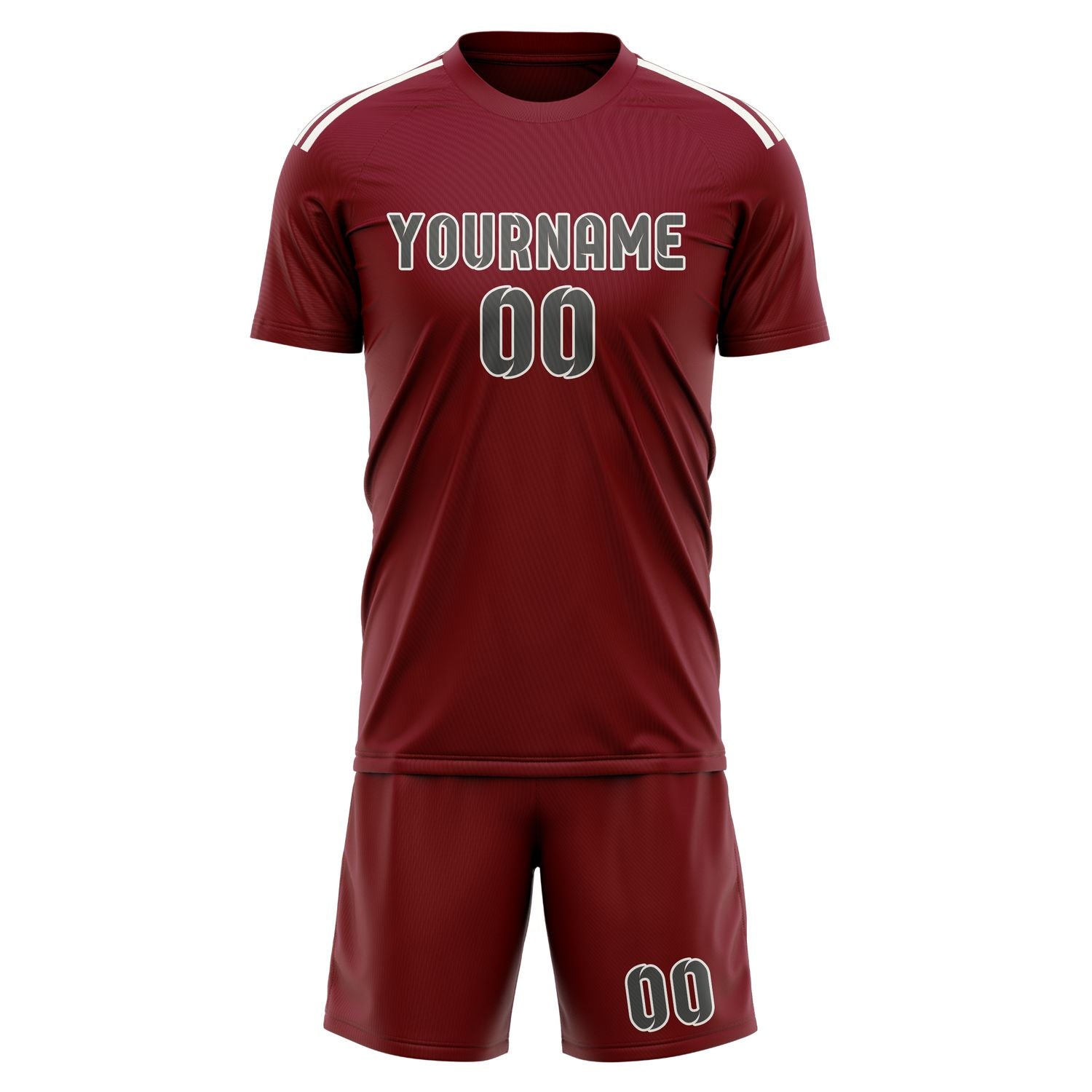 Custom Crimson Red Dark Grey Soccer Set