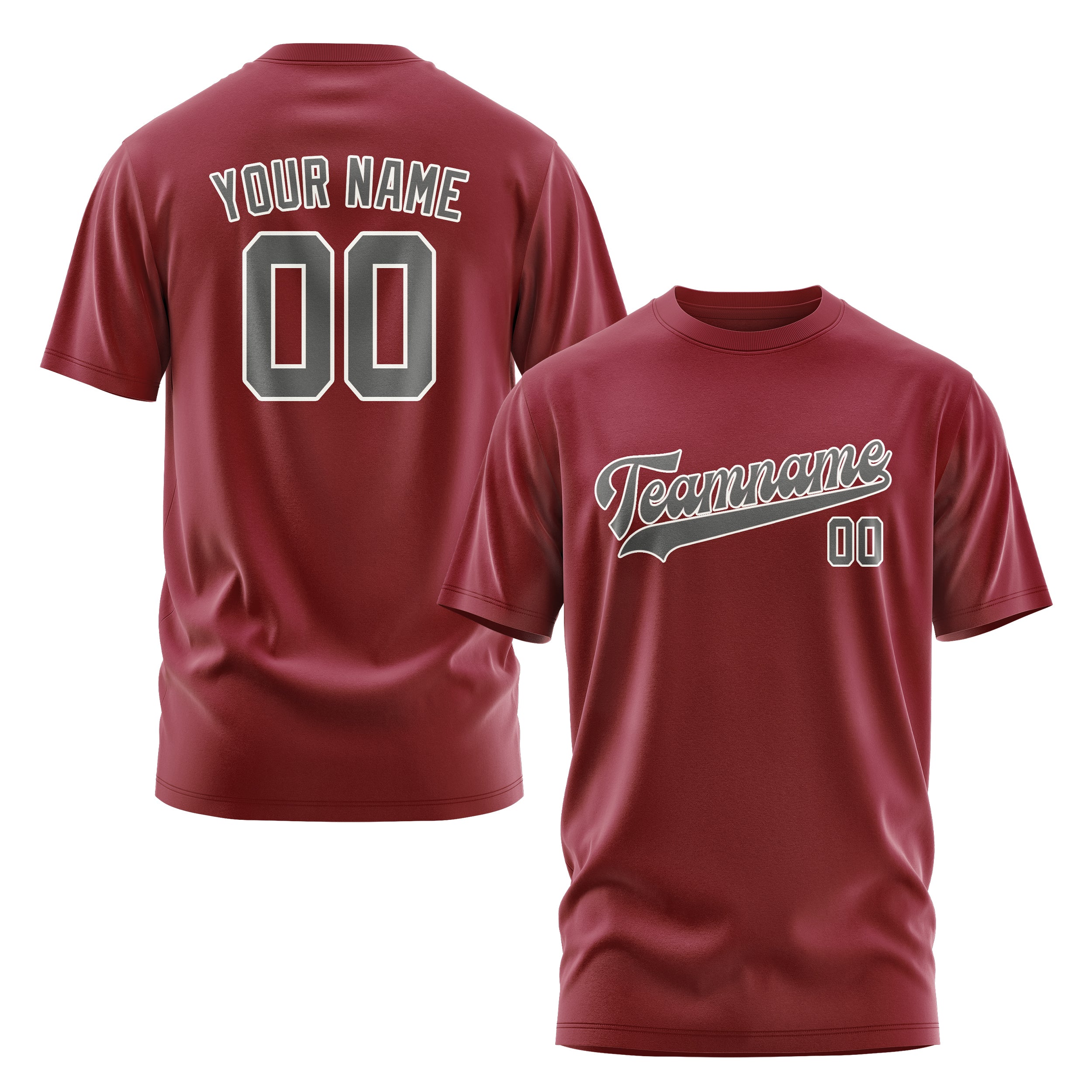 Custom Crimson Red Dark Grey T-Shirt