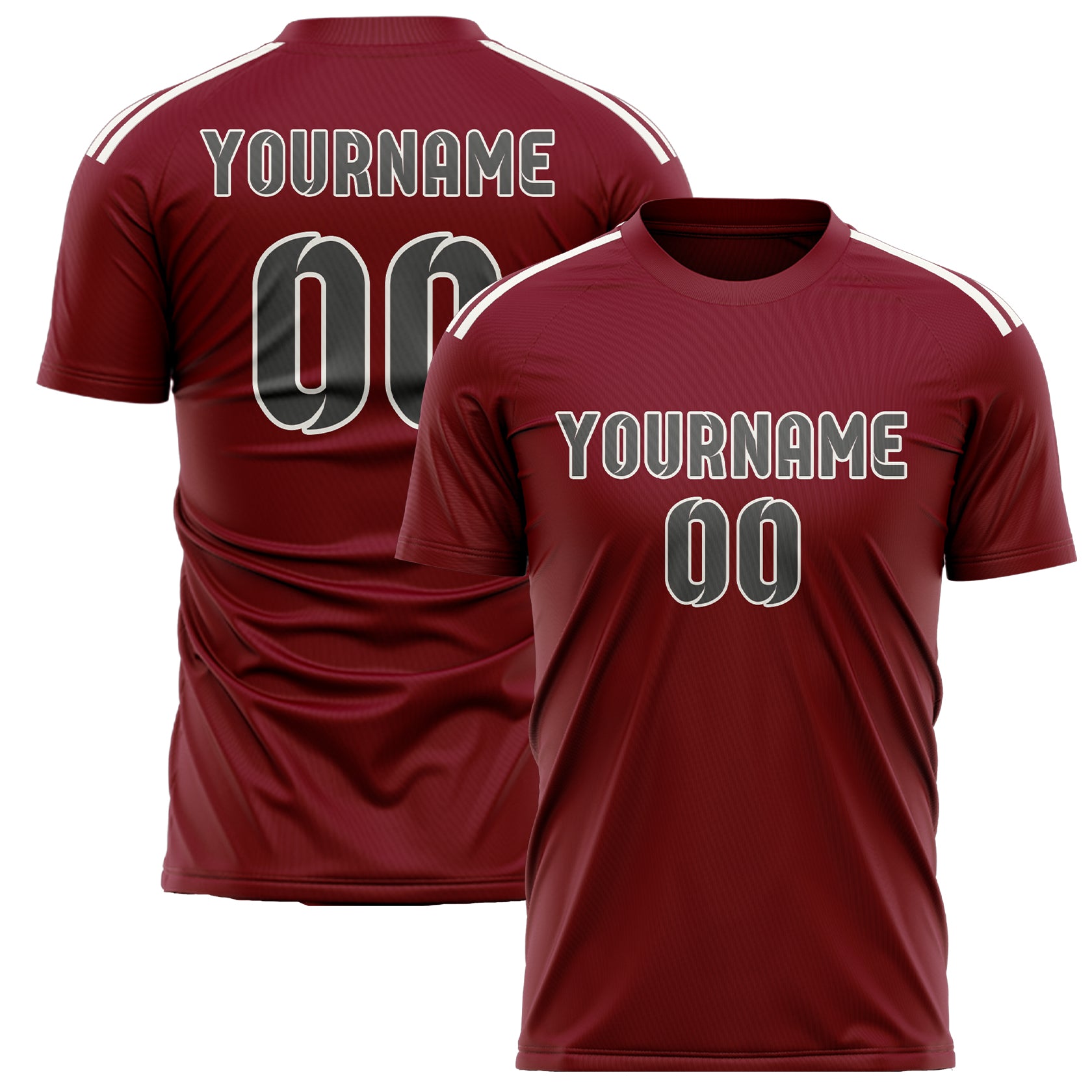 Custom Crimson Red Dark Grey Soccer Jersey