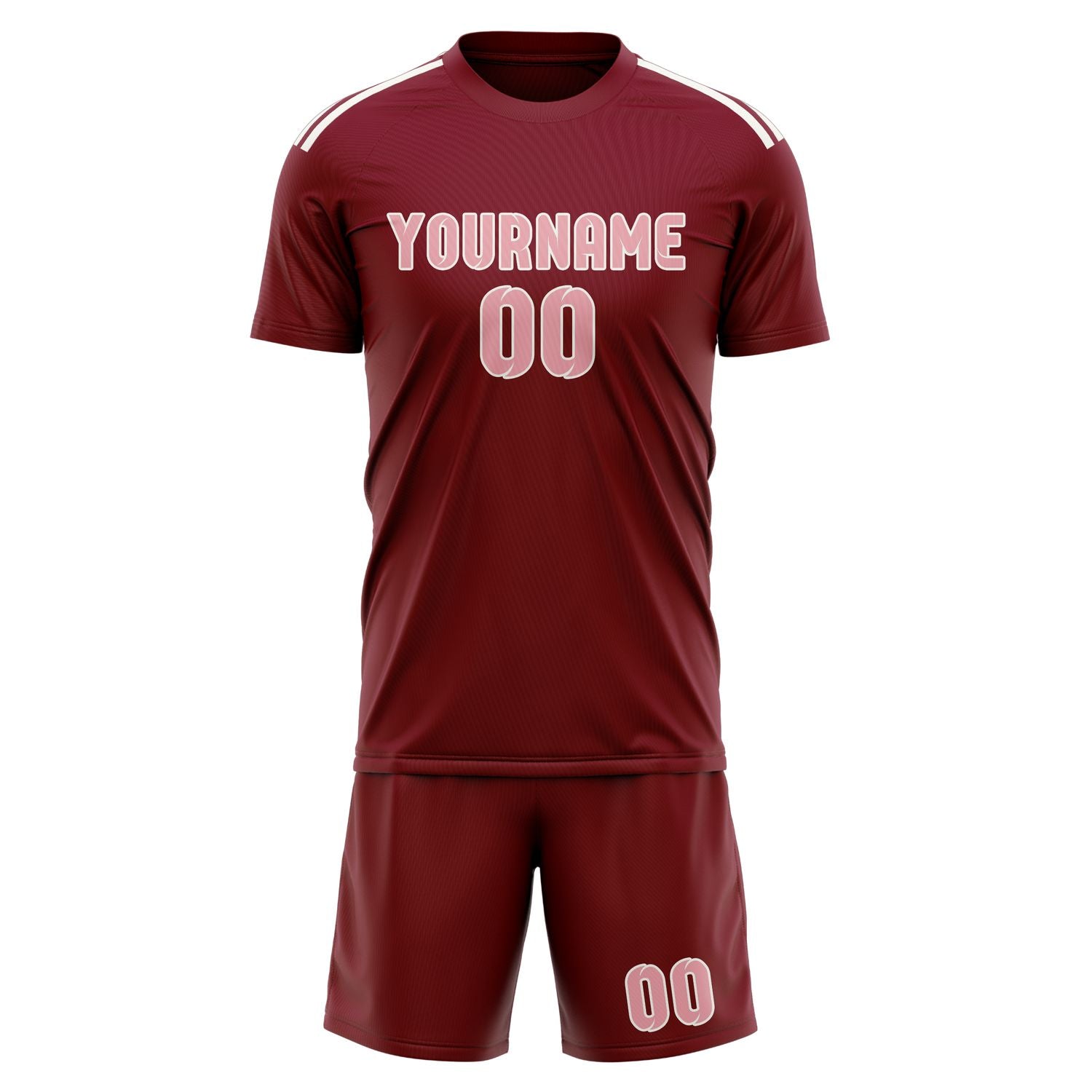 Custom Crimson Red Light Pink Soccer Set