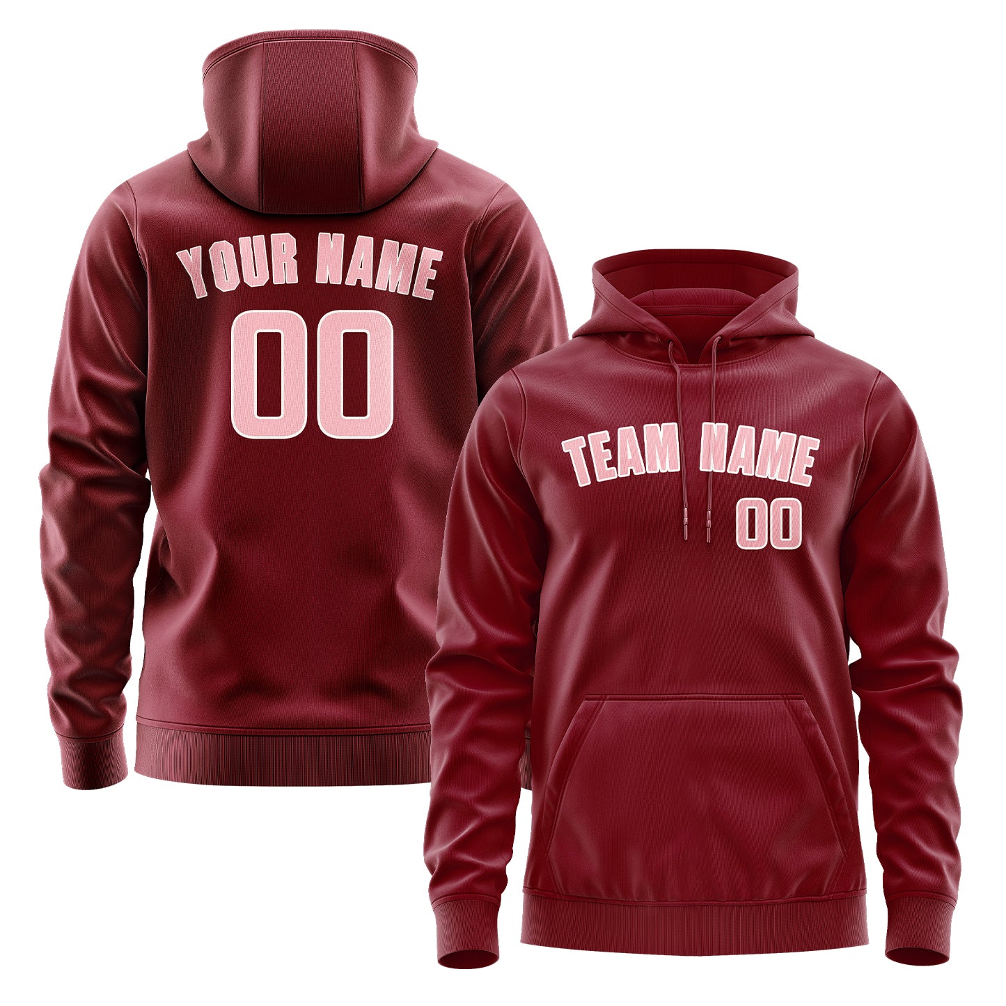 Custom Crimson Red Light Pink Hoodie