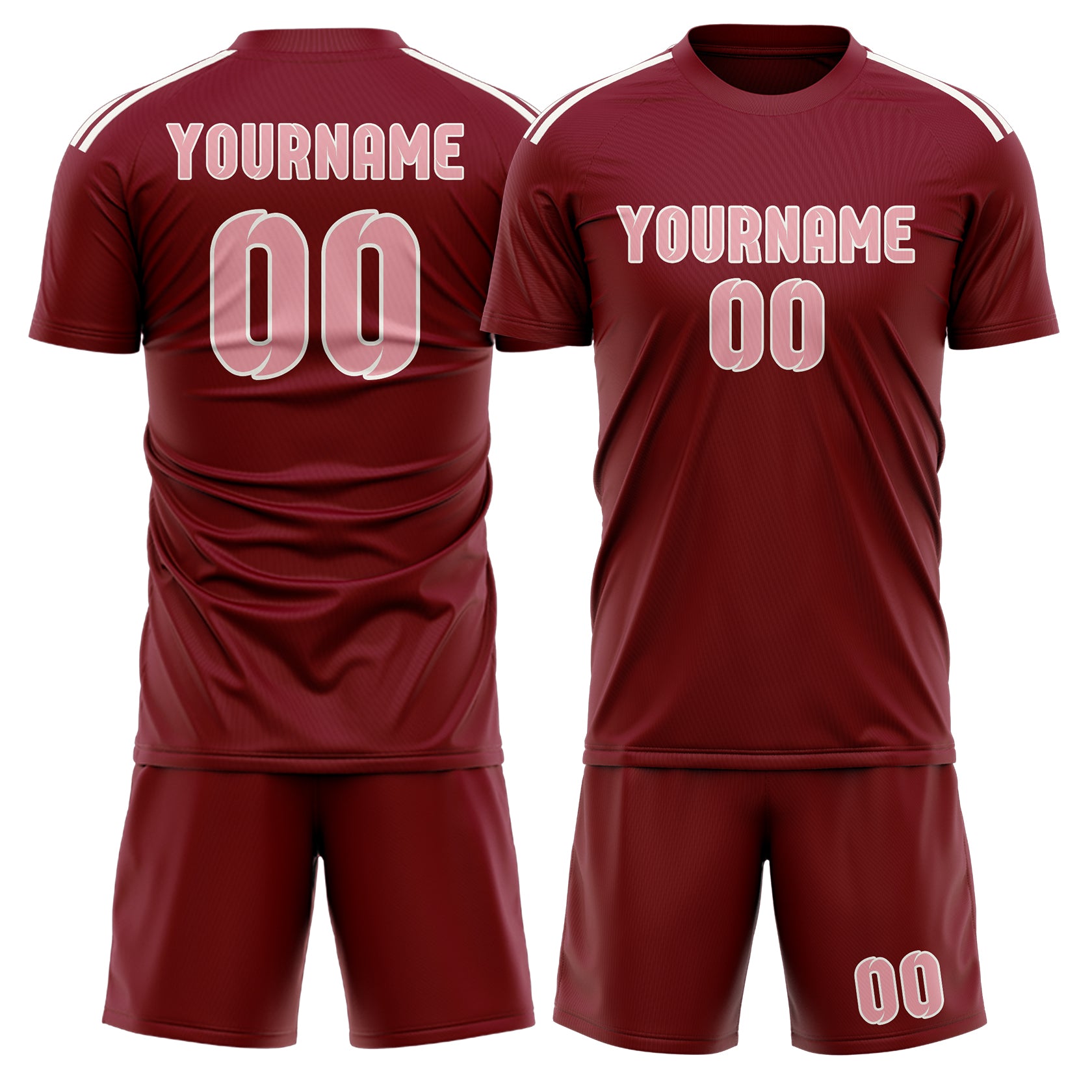 Custom Crimson Red Light Pink Soccer Set