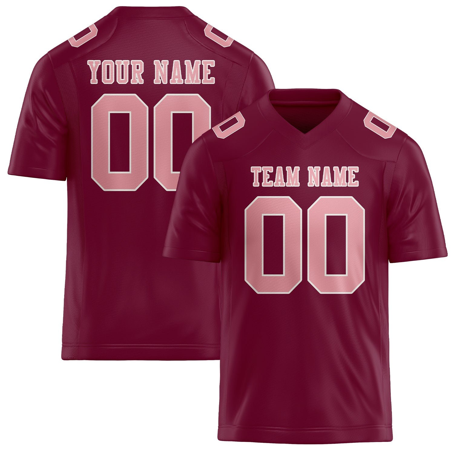 Custom Crimson Red Light Pink Football Jersey