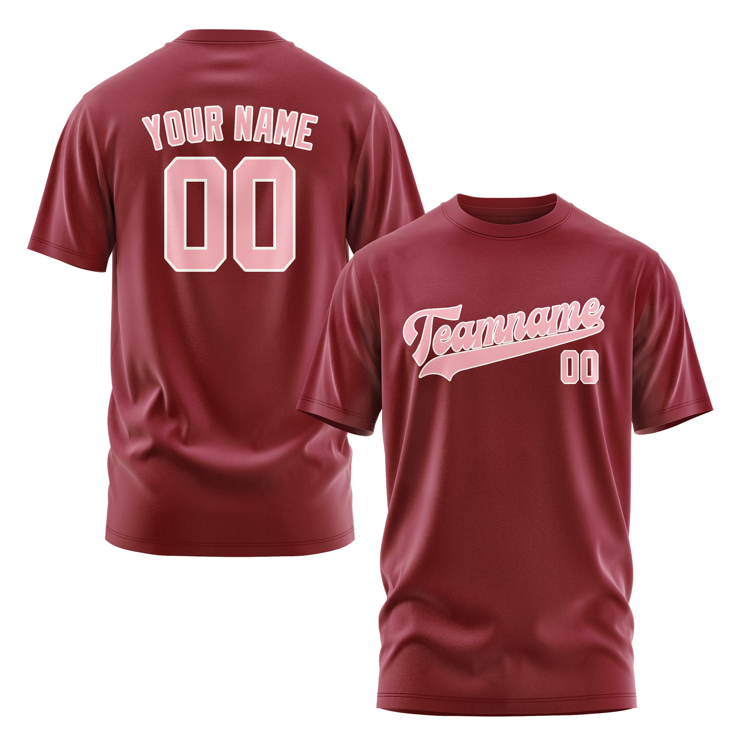 Custom Crimson Red Light Pink T-Shirt