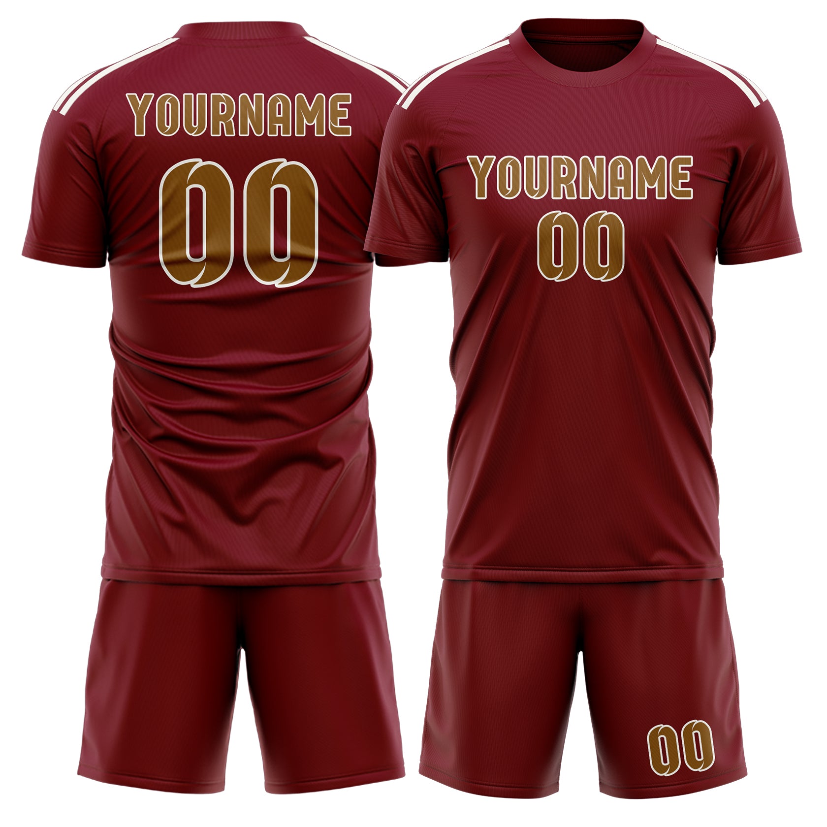 Custom Crimson Red Khaki Soccer Set