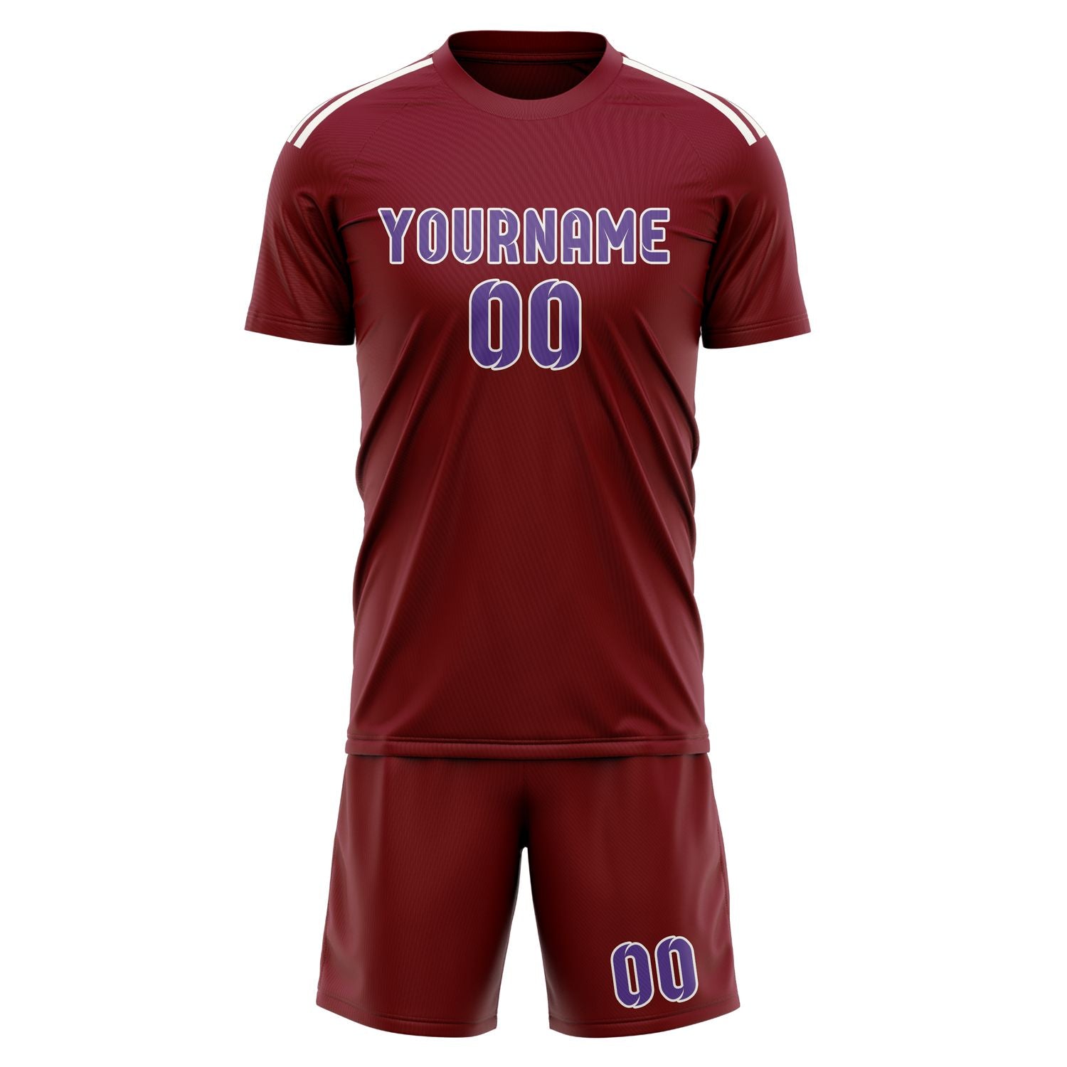 Custom Crimson Red Light Purple Soccer Set
