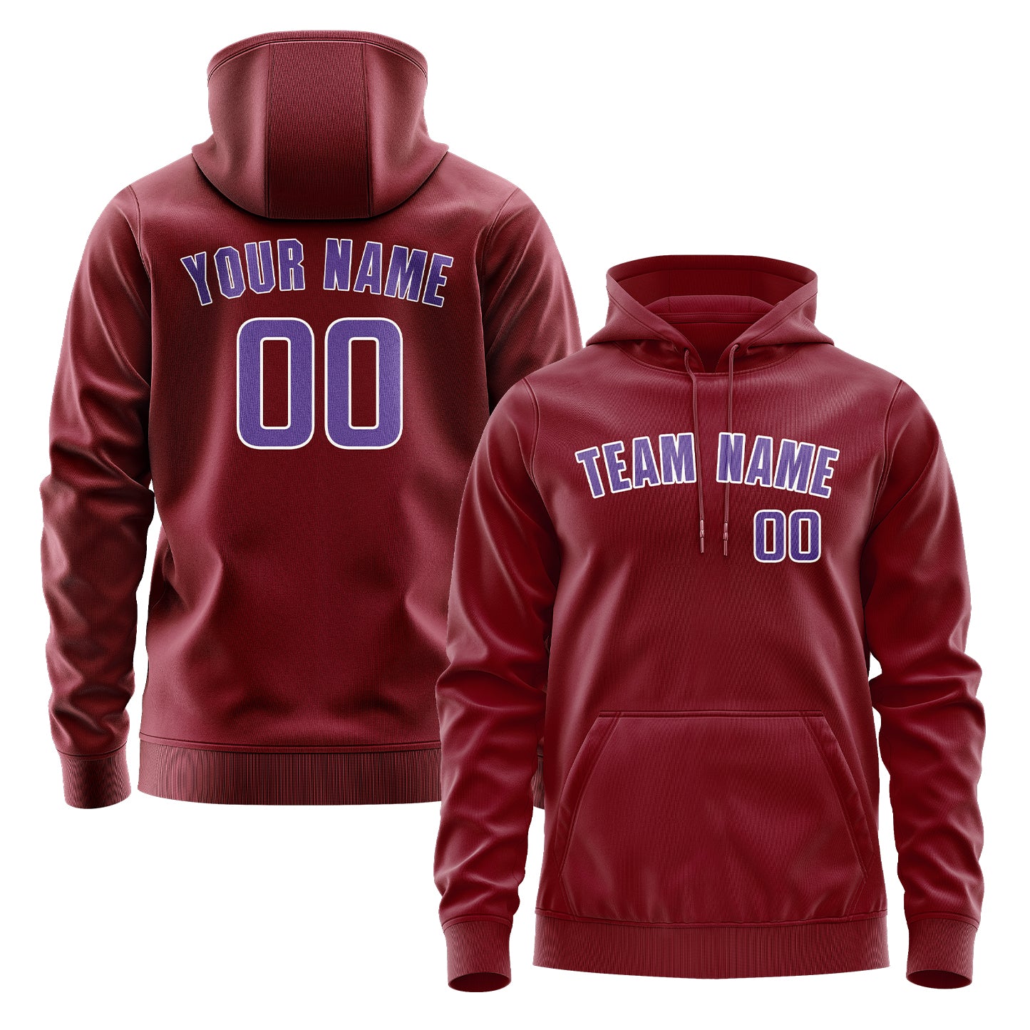 Custom Crimson Red Light Purple Hoodie
