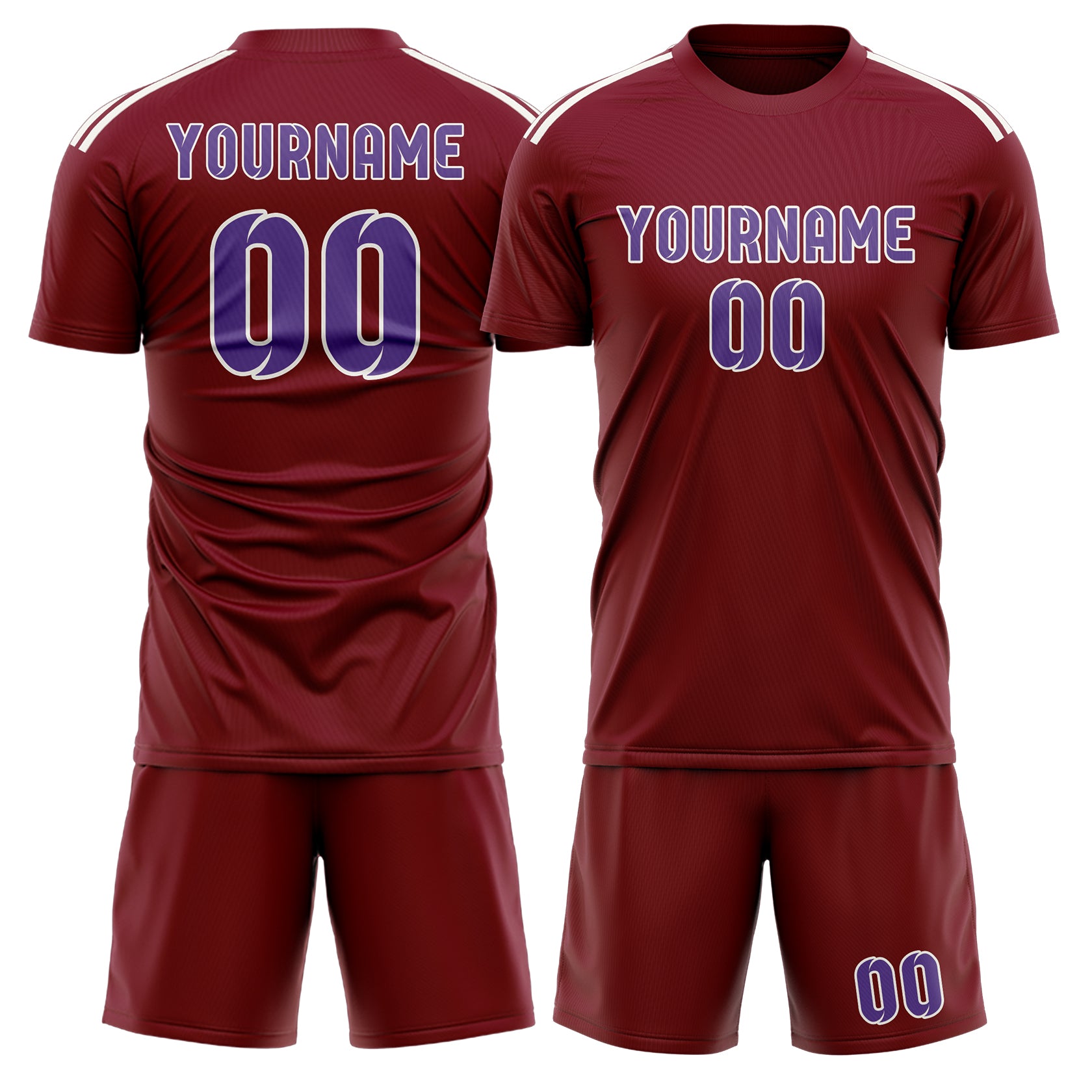 Custom Crimson Red Light Purple Soccer Set