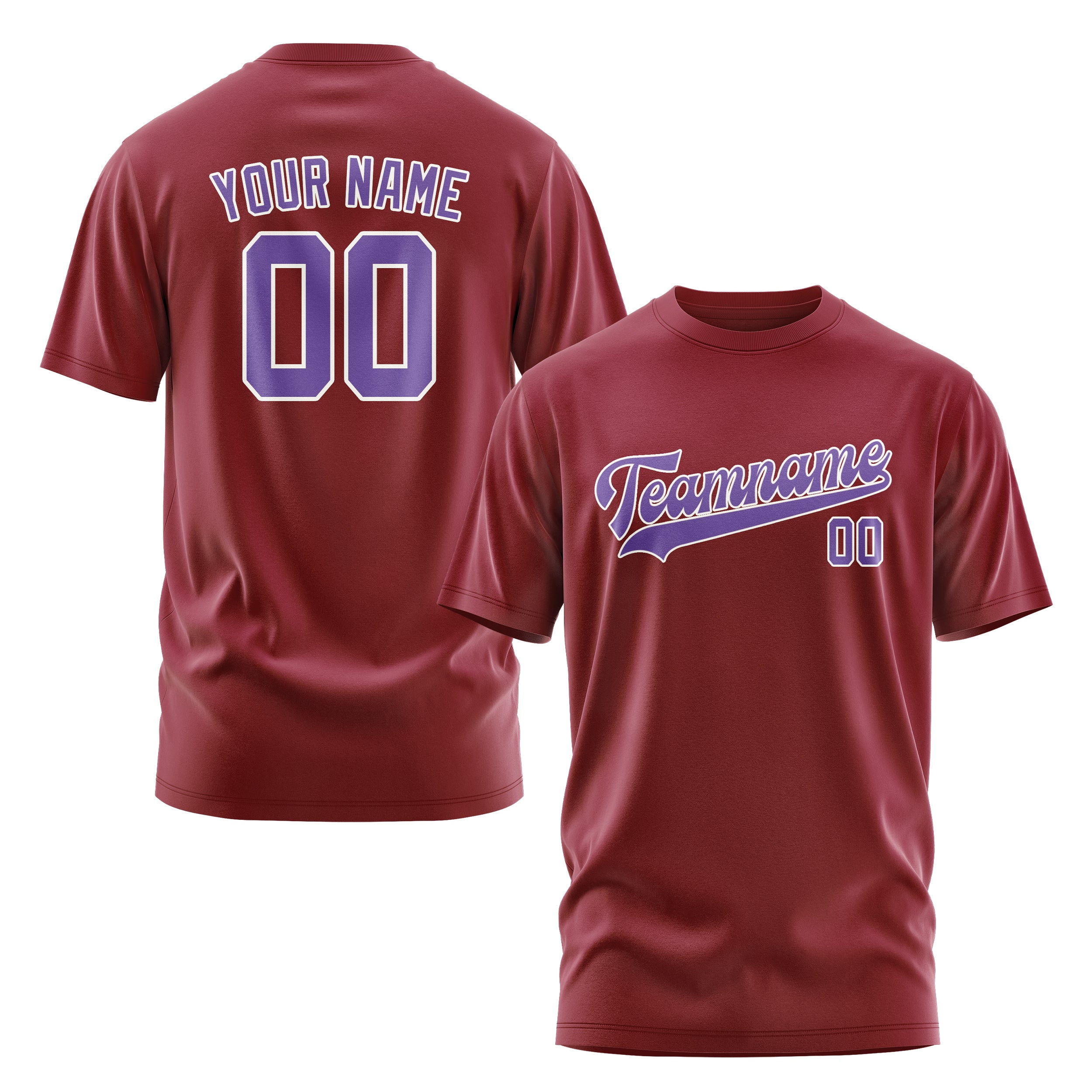 Custom Crimson Red Light Purple T-Shirt