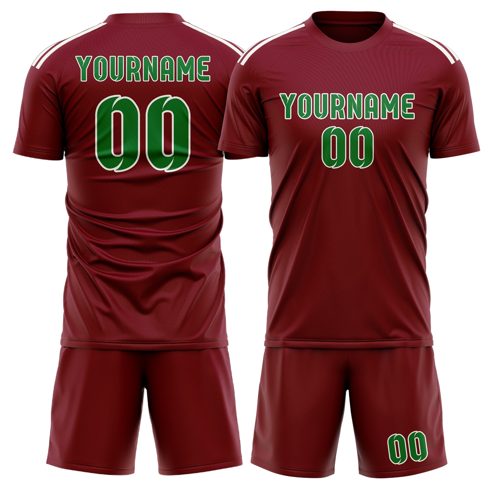 Custom Crimson Red Emerald Green Soccer Set