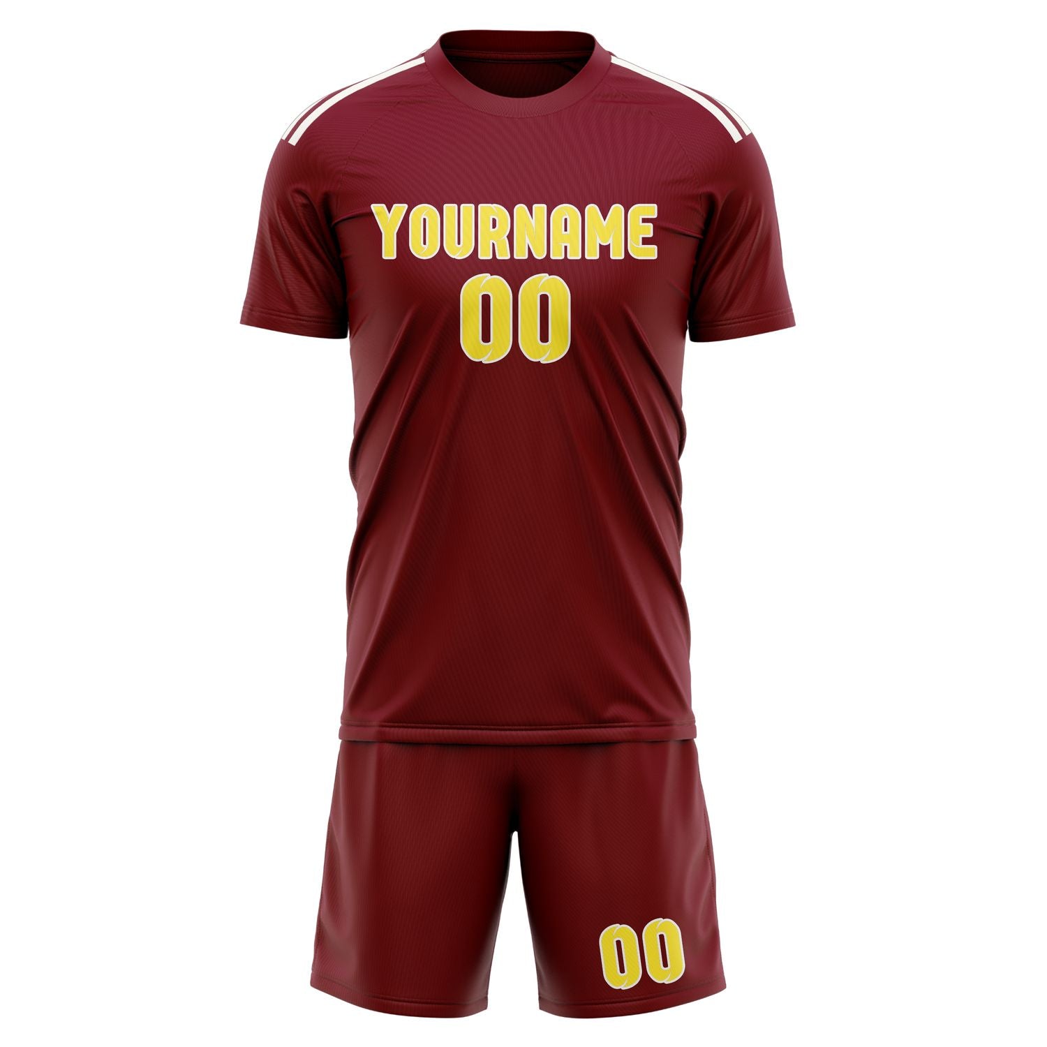 Custom Crimson Red Light Yellow Soccer Set