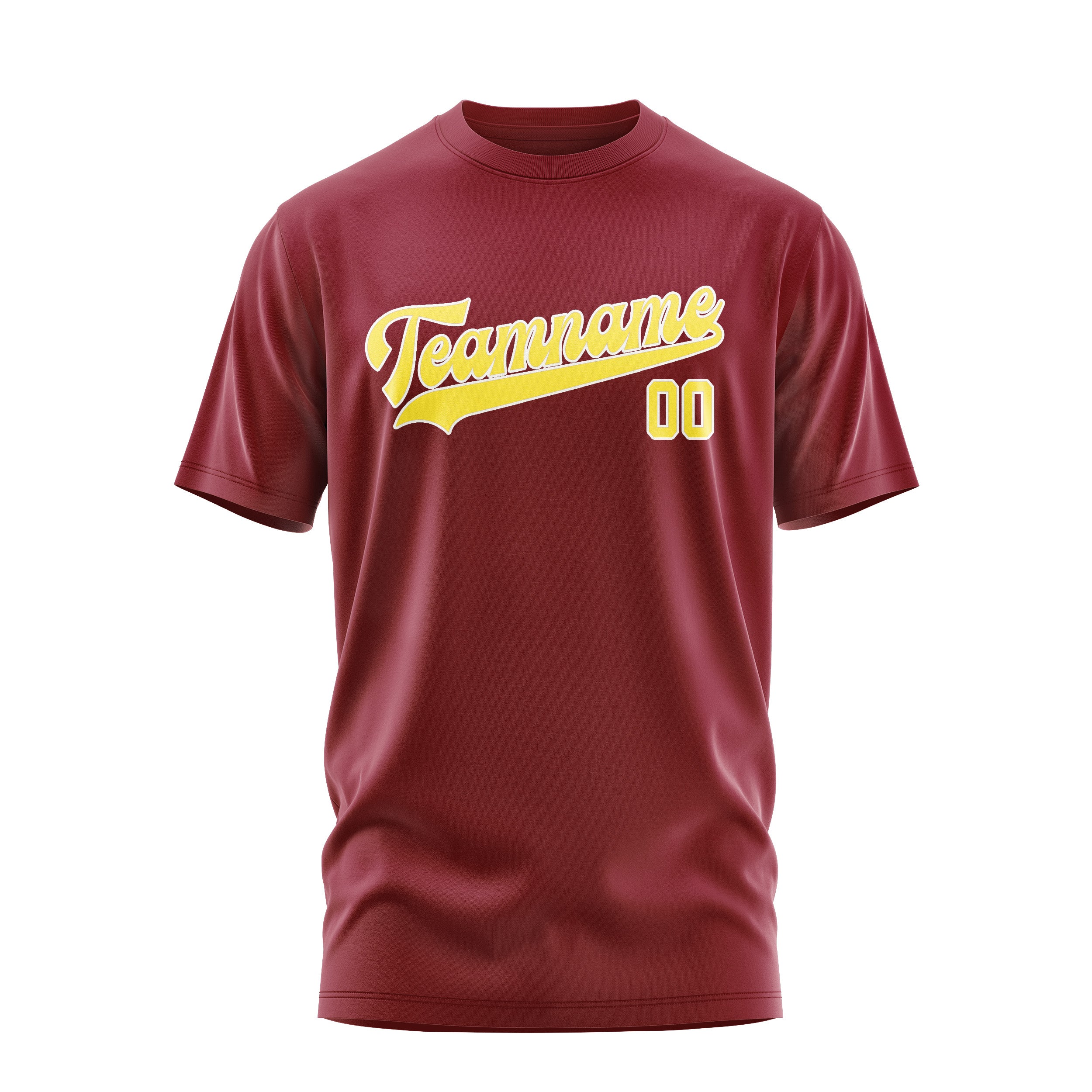 Custom Crimson Red Light Yellow T-Shirt
