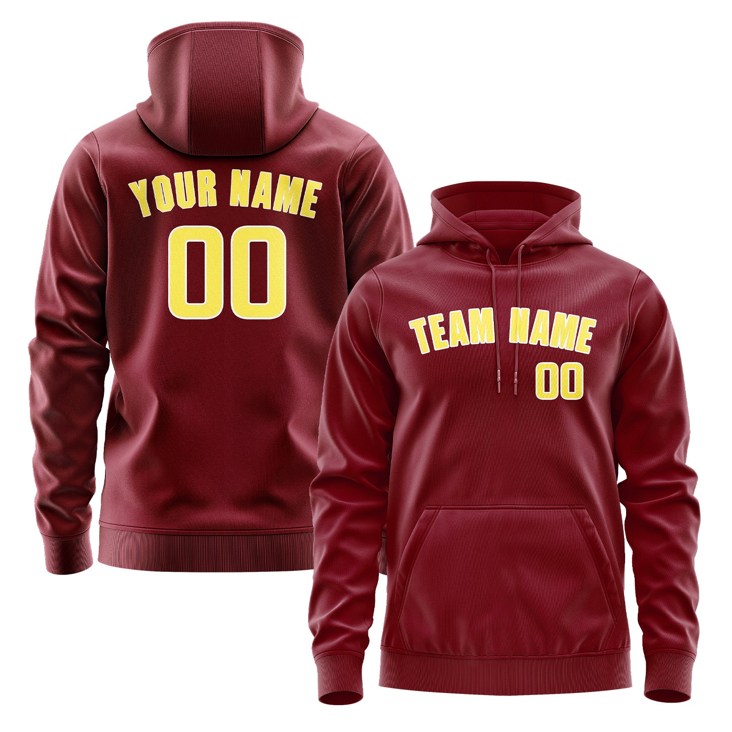 Custom Crimson Red Light Yellow Hoodie