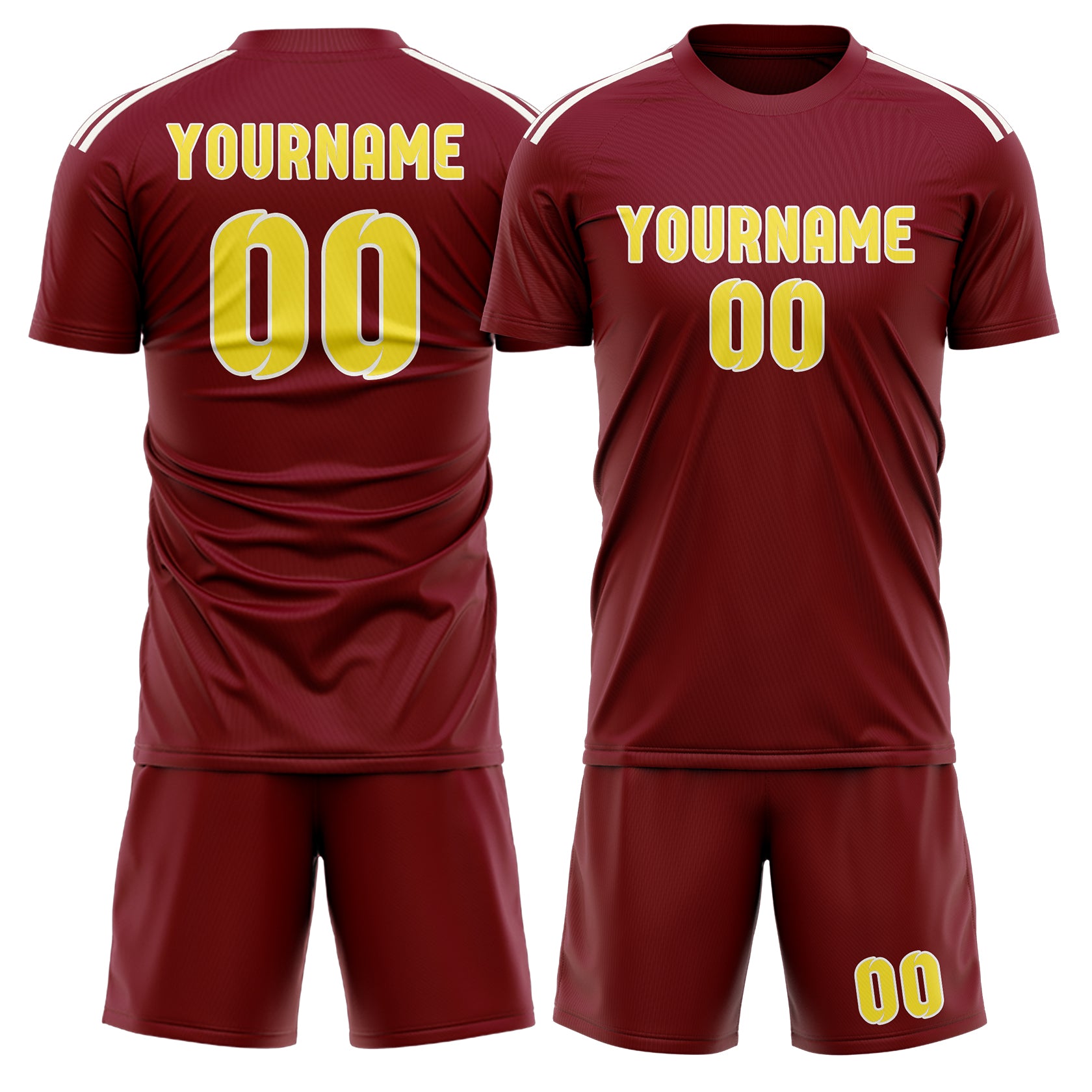 Custom Crimson Red Light Yellow Soccer Set