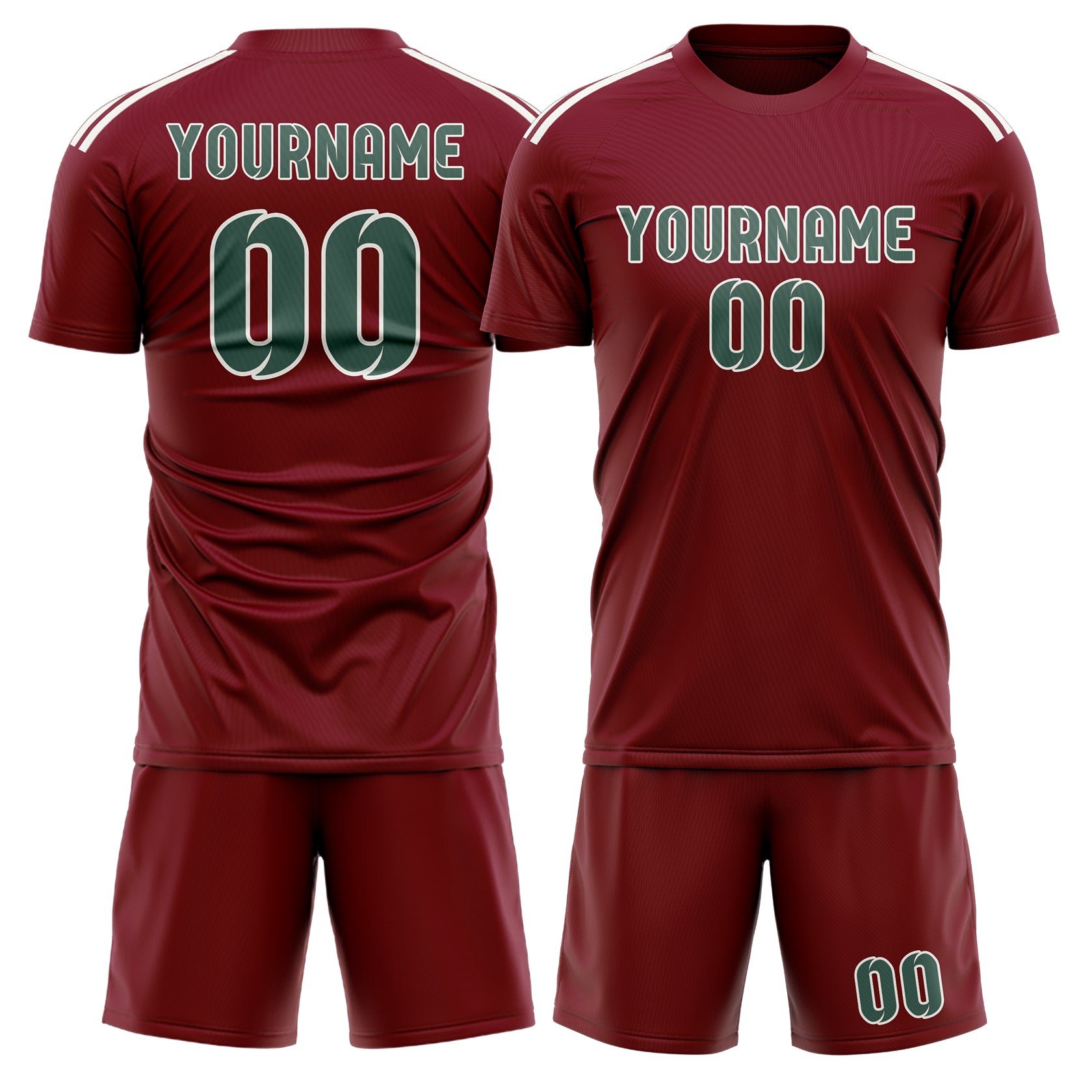 Custom Crimson Red Blue Green Soccer Set