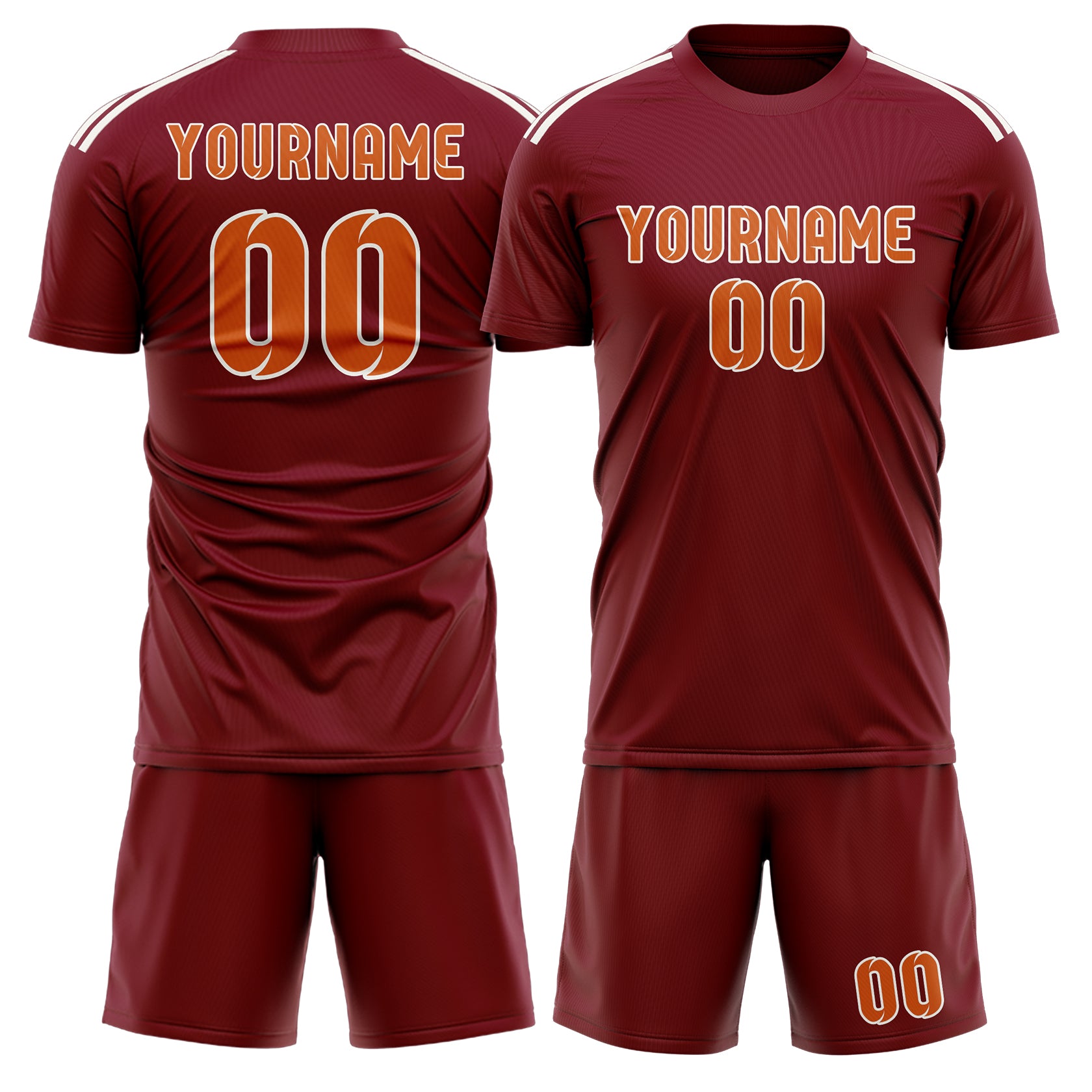 Custom Crimson Red Orange Soccer Set