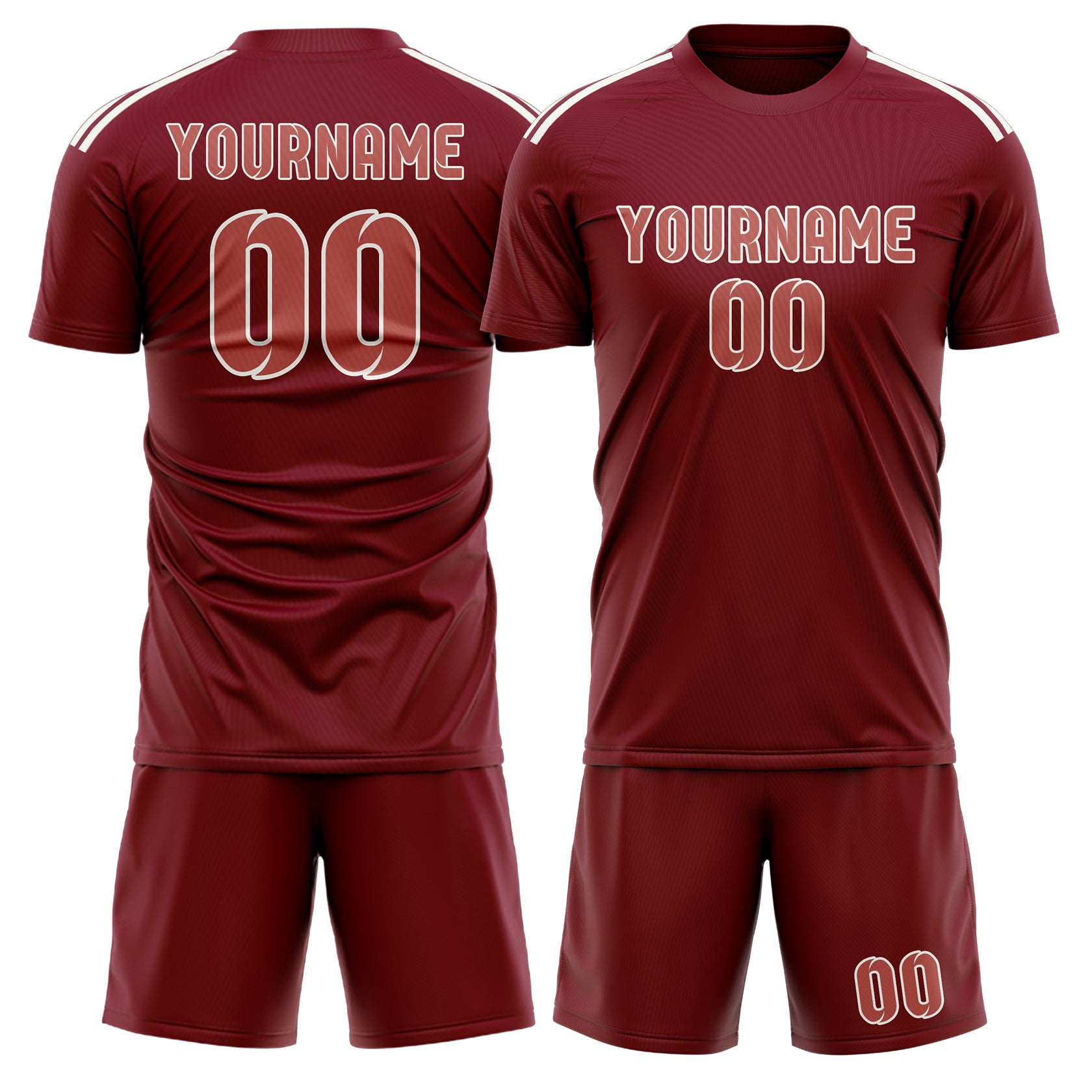 Custom Crimson Red Copper Rose Soccer Set